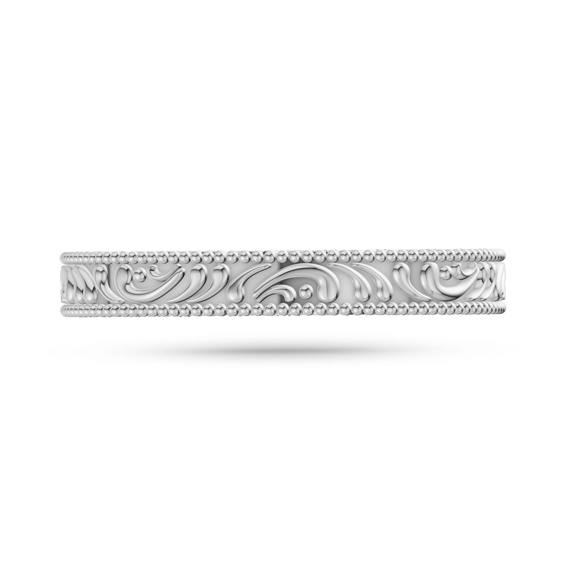 Engraved Gold Milgrain Band in 14K Gold