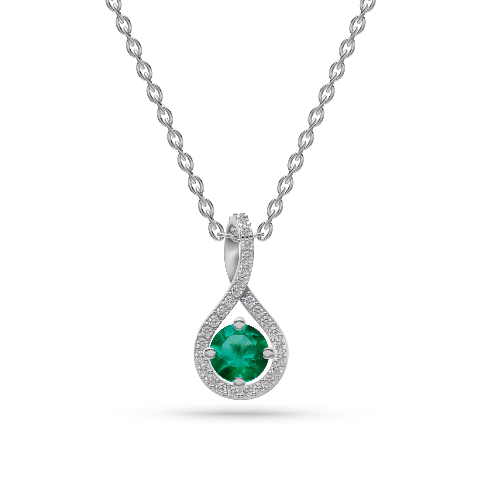 Twilight Twist Emerald Pendant in 18K Gold