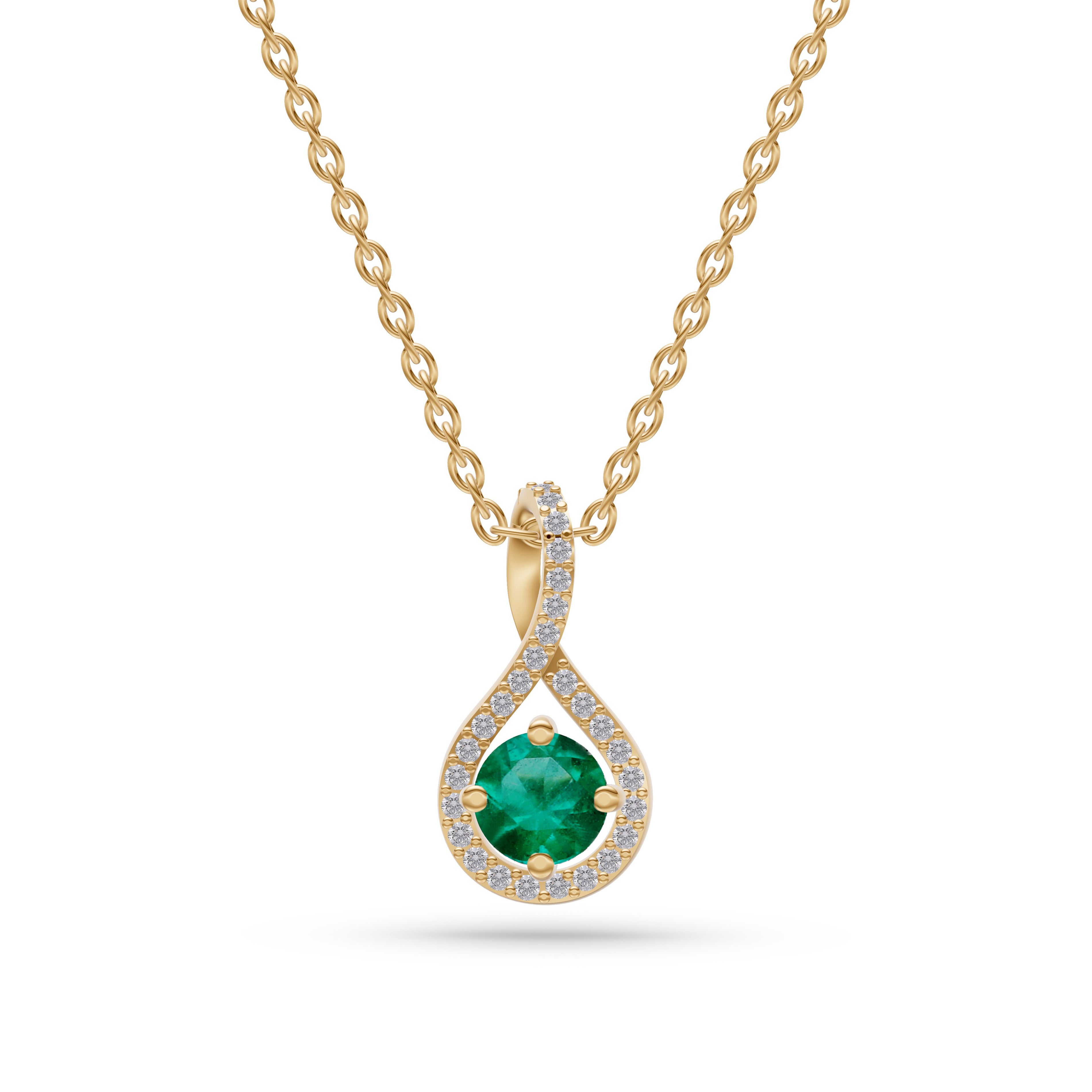 Twilight Twist Emerald Pendant in 18K Gold
