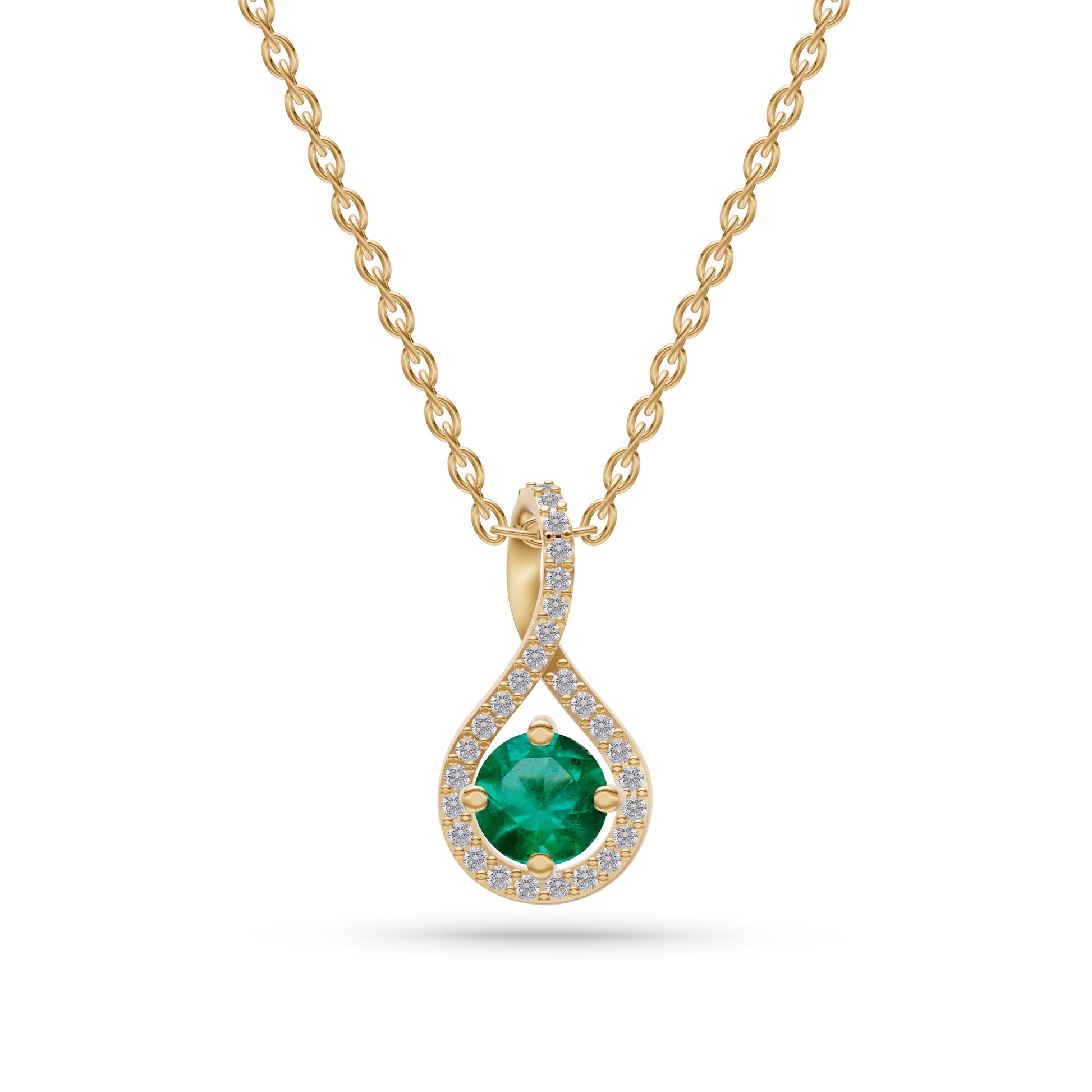 Twilight Twist Emerald Pendant in 18K Gold