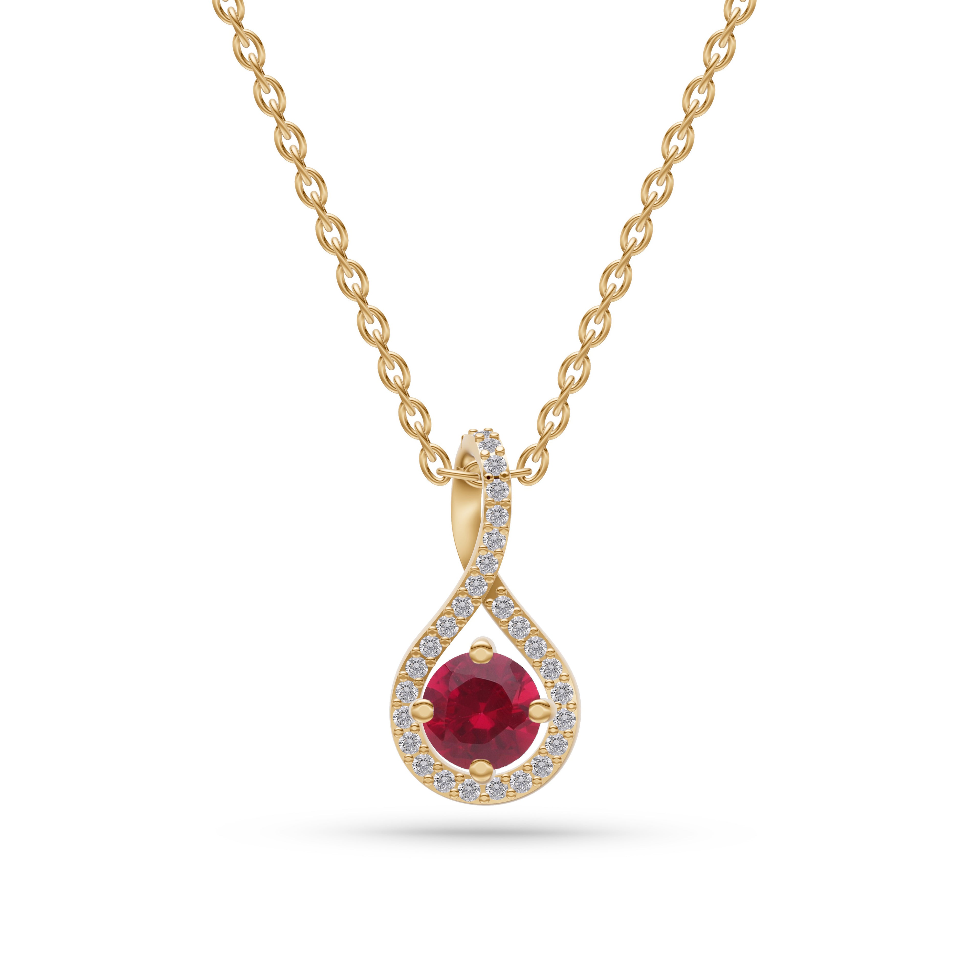 Twilight Twist Ruby Pendant in 18K Gold