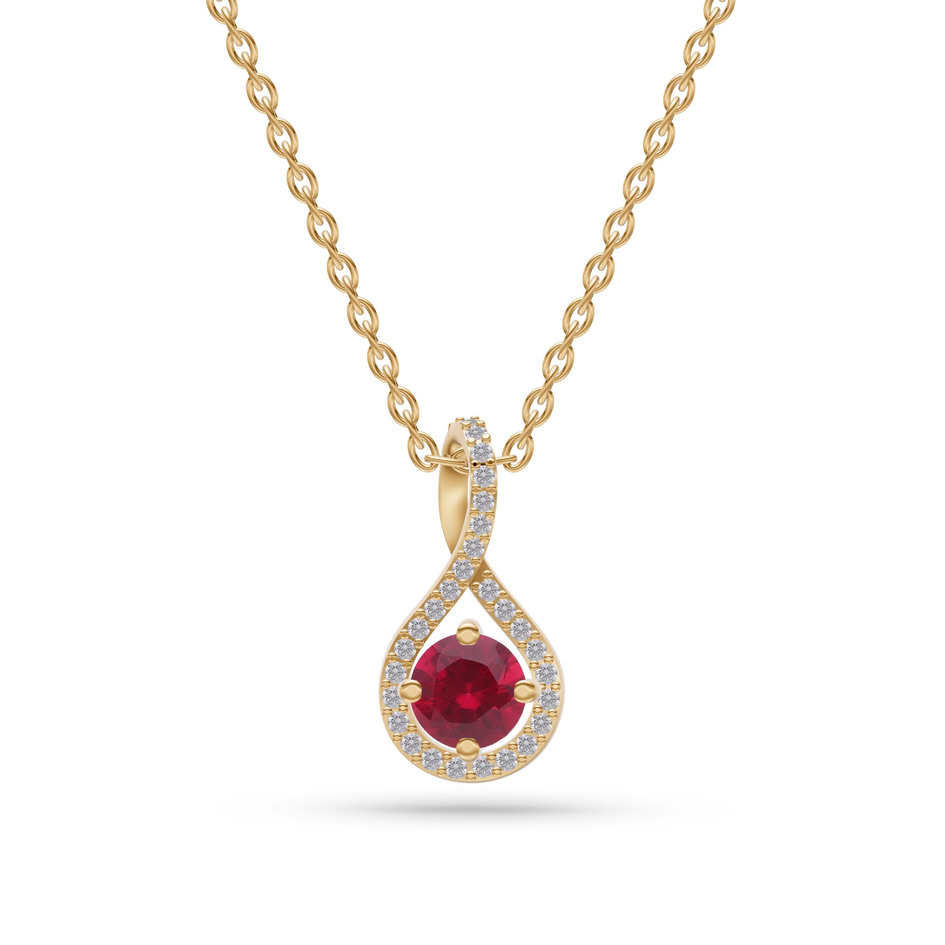 Twilight Twist Ruby Pendant in 18K Gold