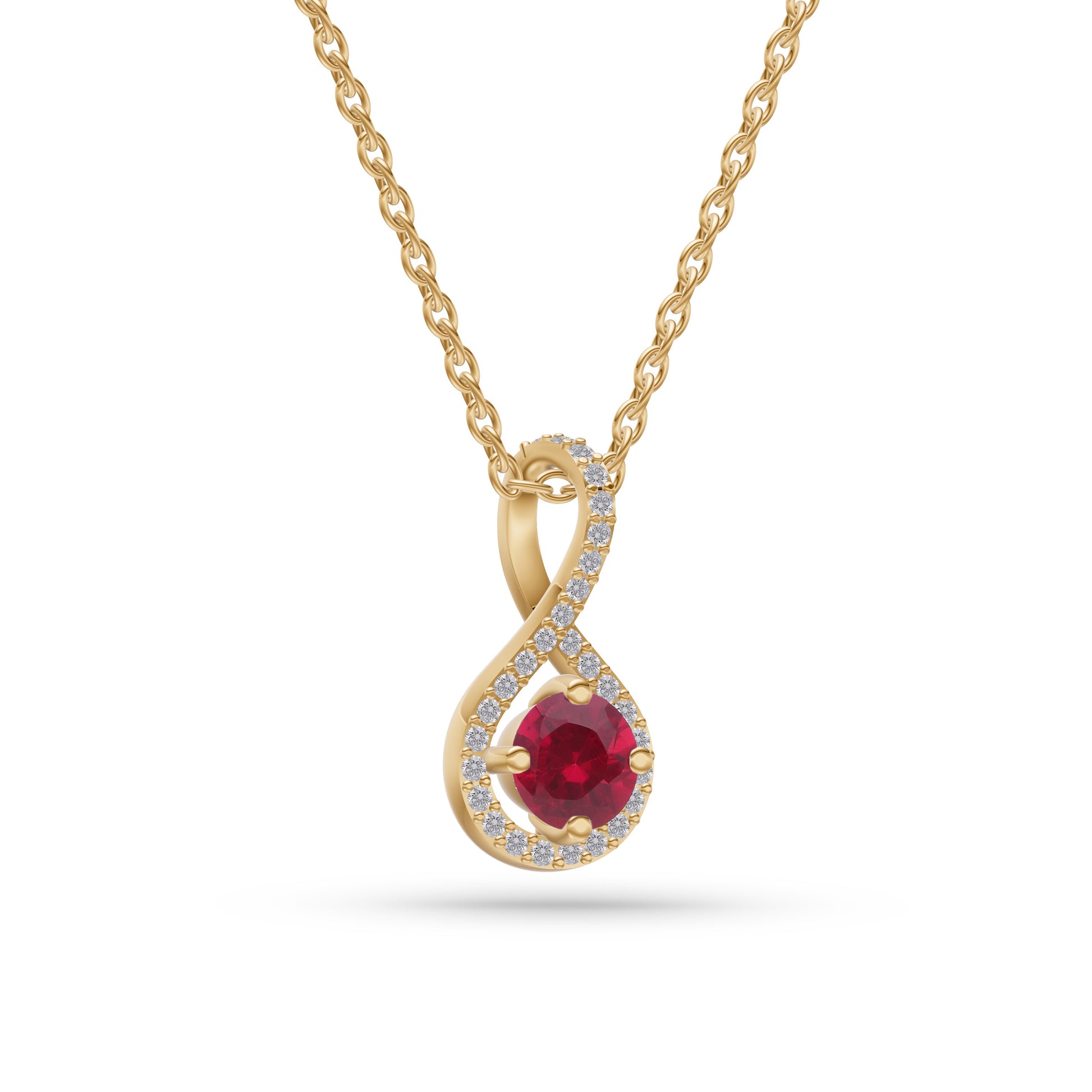 Twilight Twist Ruby Pendant in 18K Gold