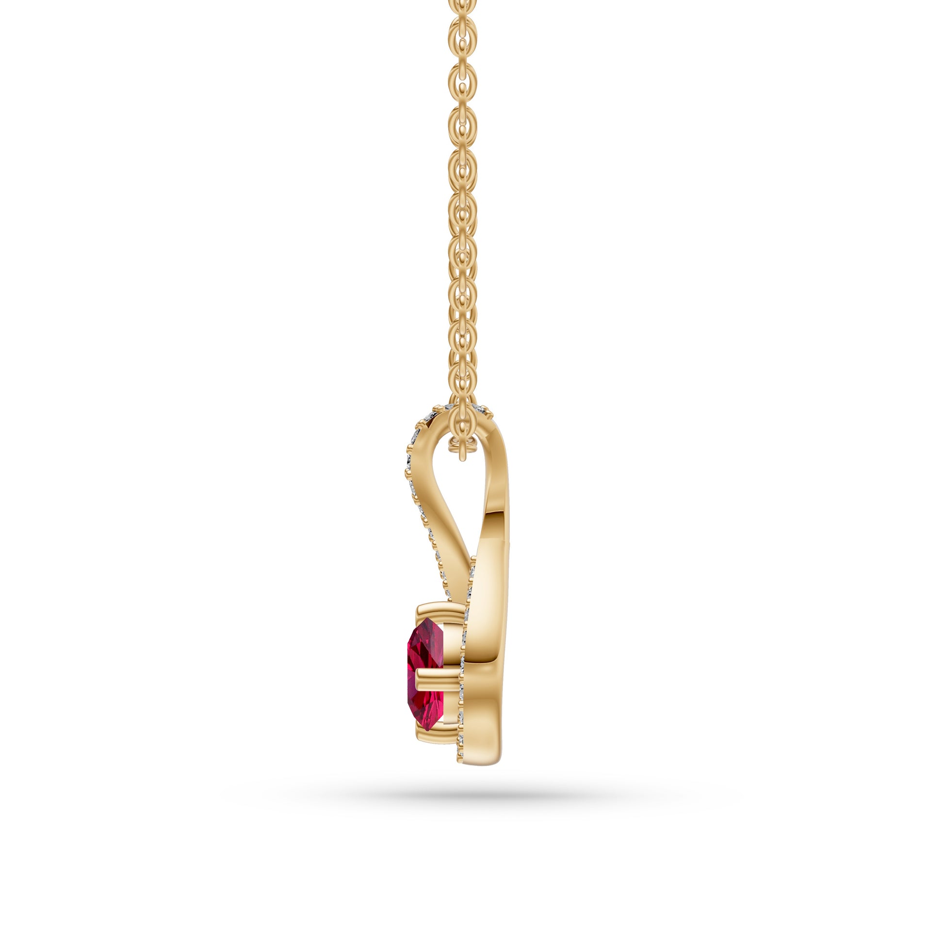 Twilight Twist Ruby Pendant in 18K Gold