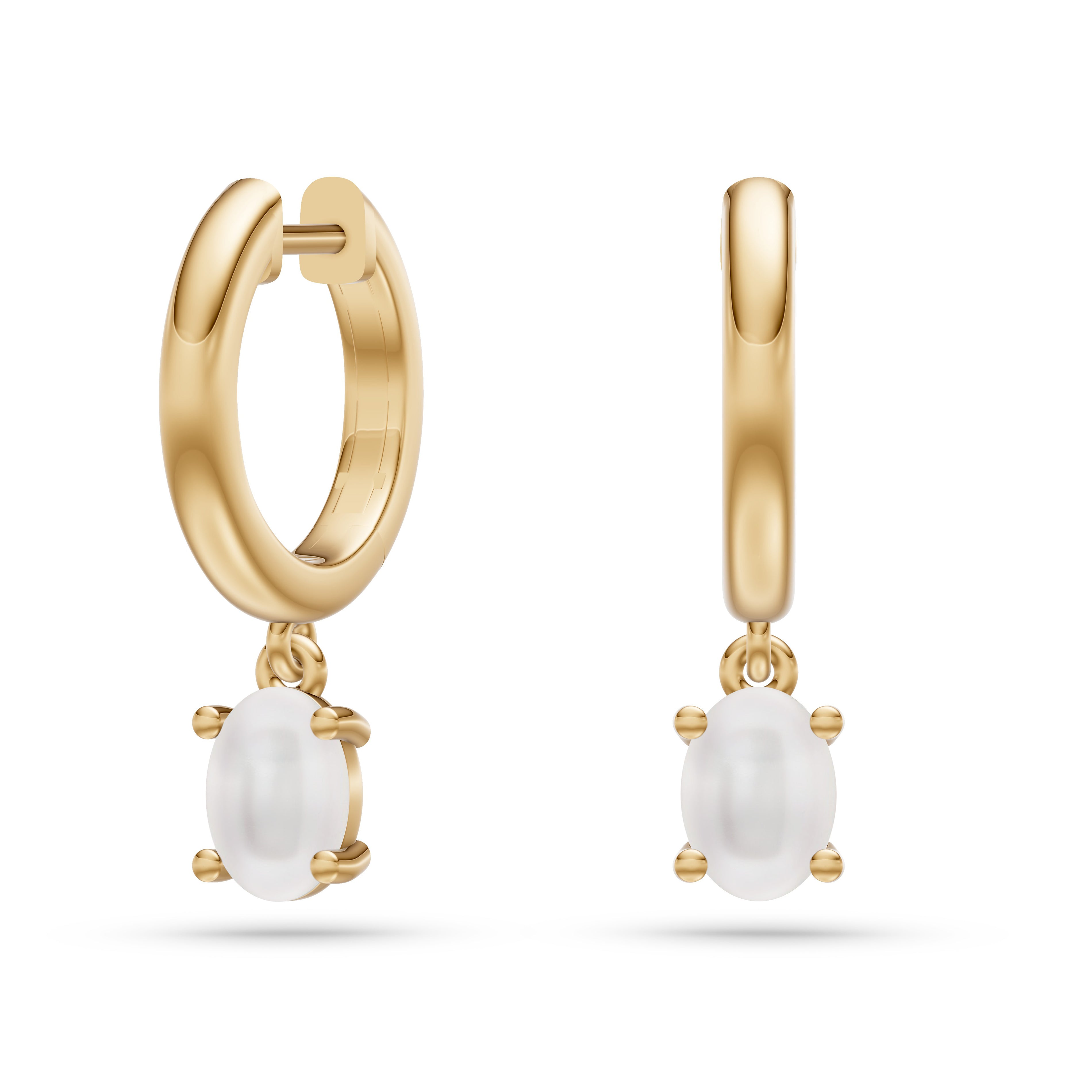 Floating Opal Charm Hoop Earrings in 14K Gold