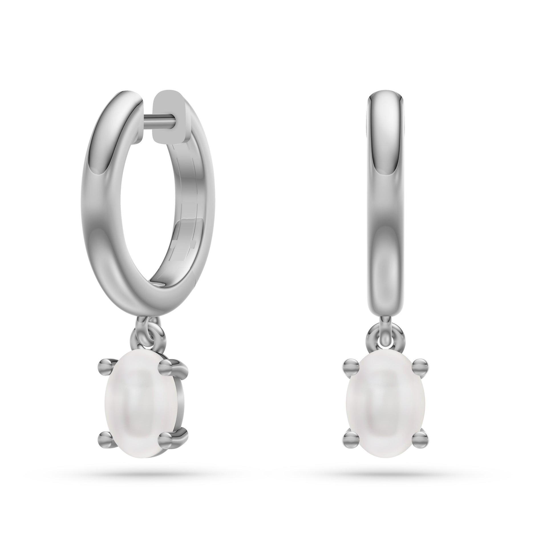 Floating Opal Charm Hoop Earrings in 14K Gold