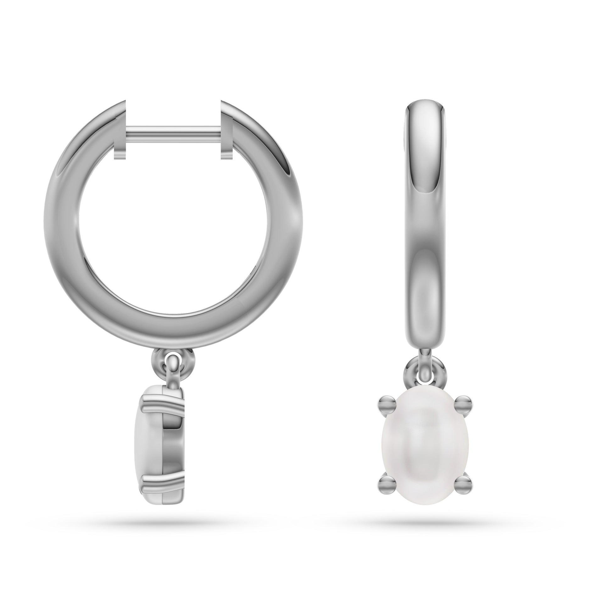 Floating Opal Charm Hoop Earrings in 14K Gold