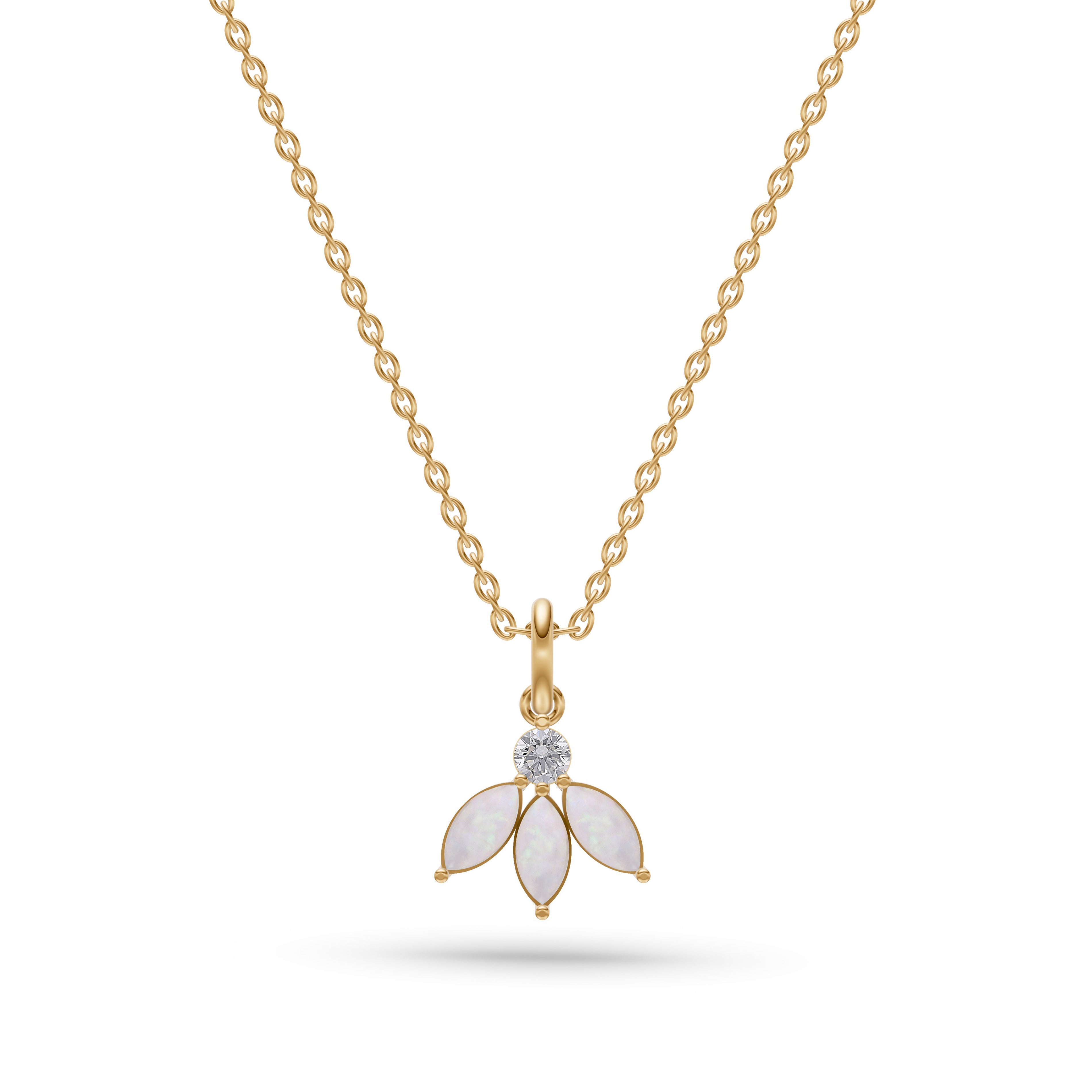 Opal Azalea Pendant Necklace In 14K Gold
