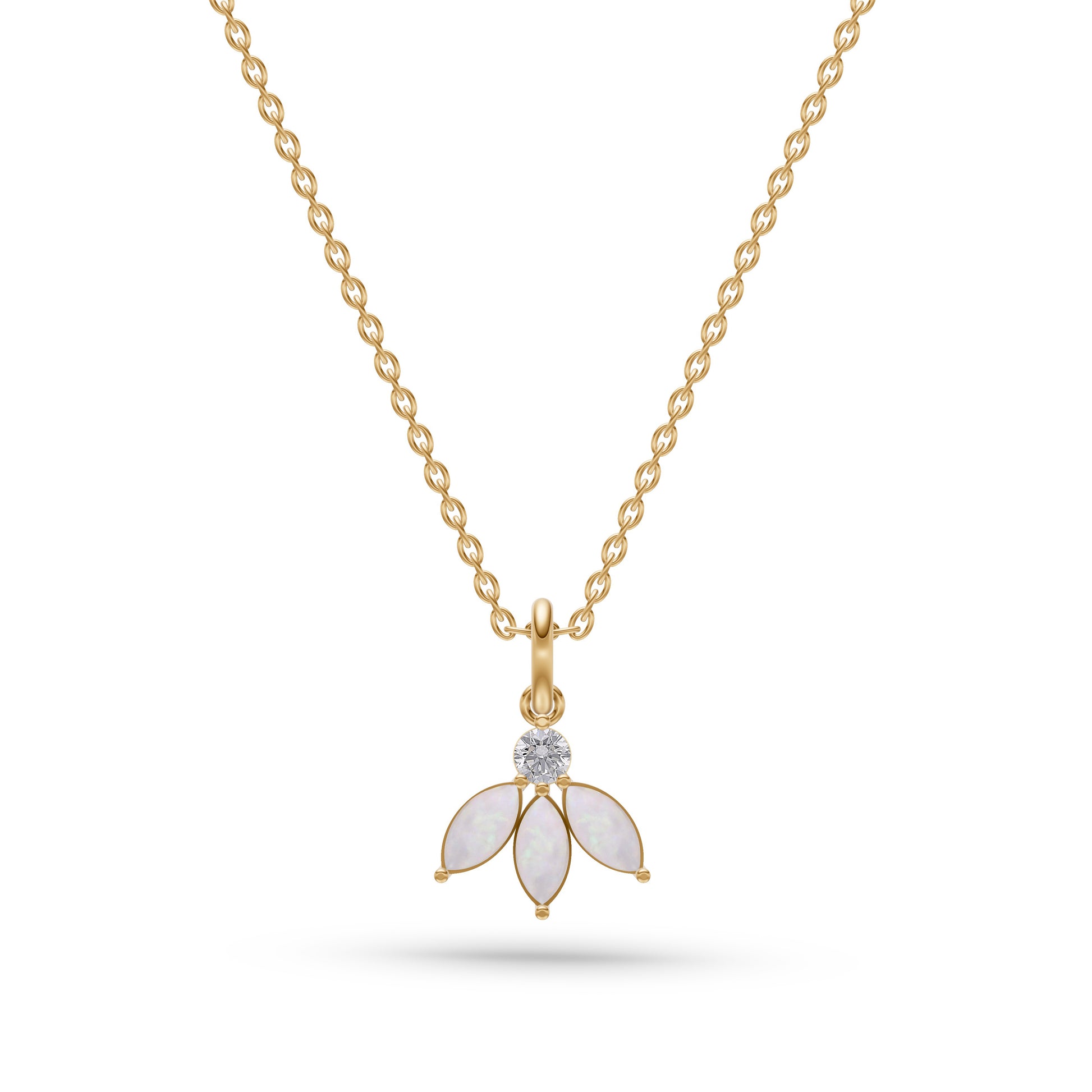 Opal Azalea Pendant Necklace In 14K Gold
