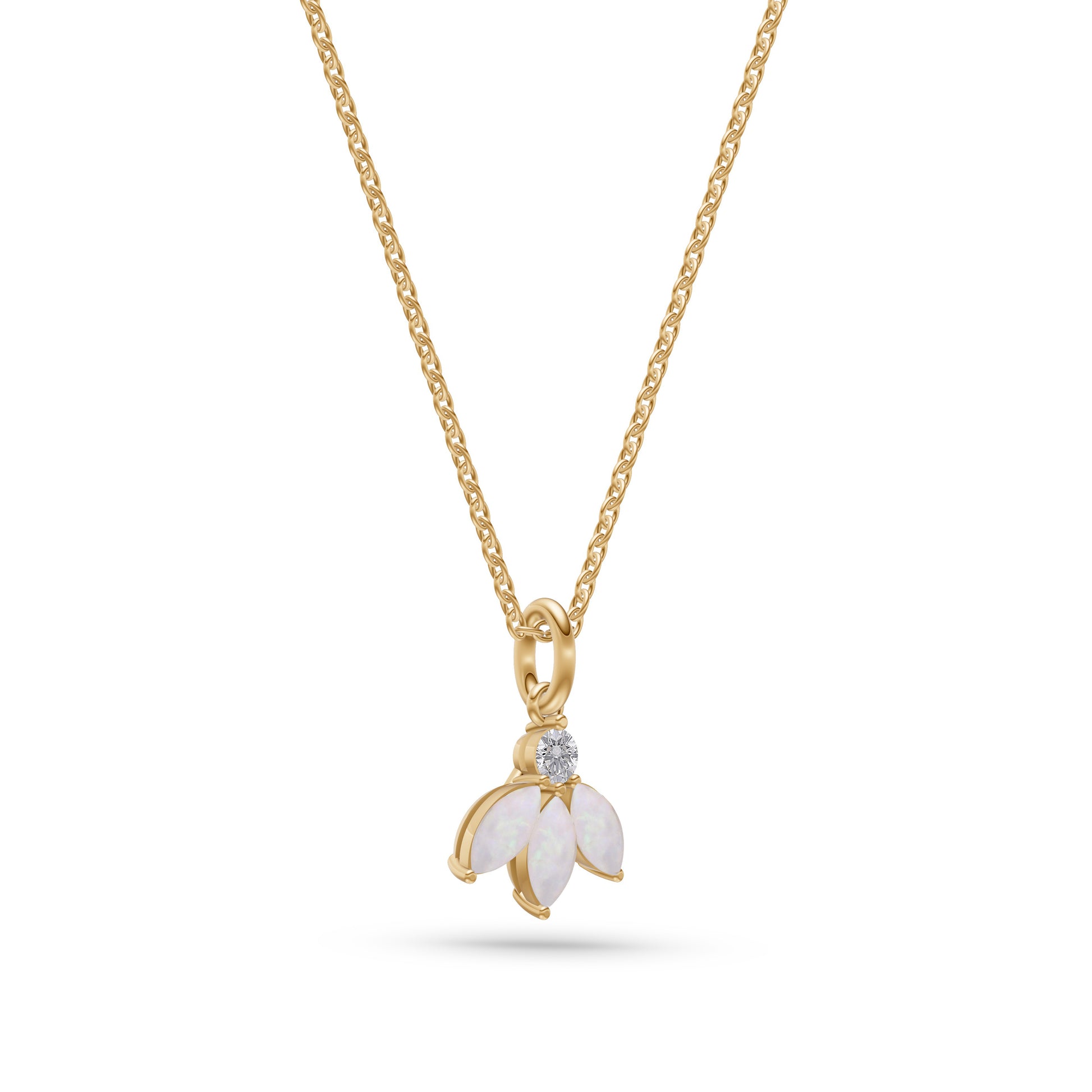 Opal Azalea Pendant Necklace In 14K Gold