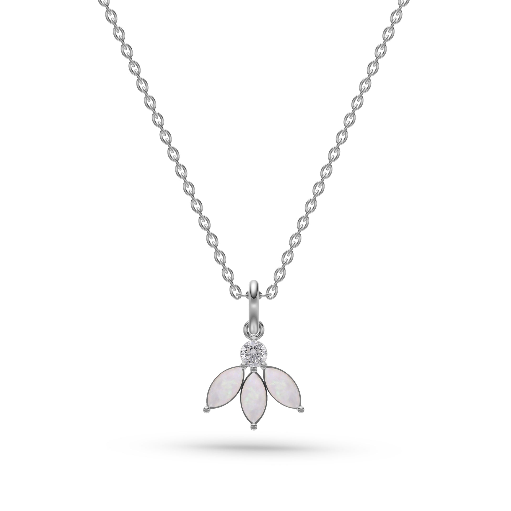 Opal Azalea Pendant Necklace In 14K Gold
