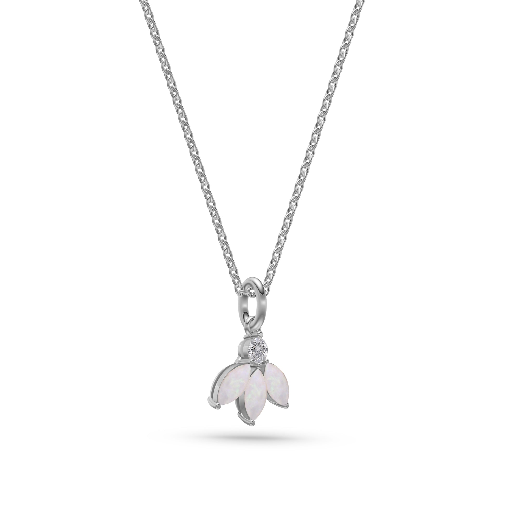 Opal Azalea Pendant Necklace In 14K Gold