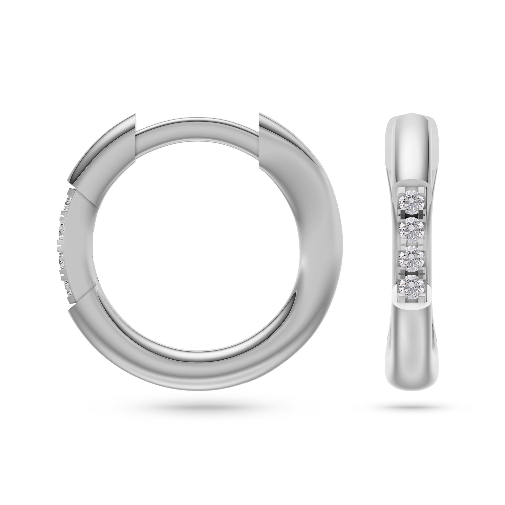 Flush-Set Diamond Huggie Earrings in 14K Gold