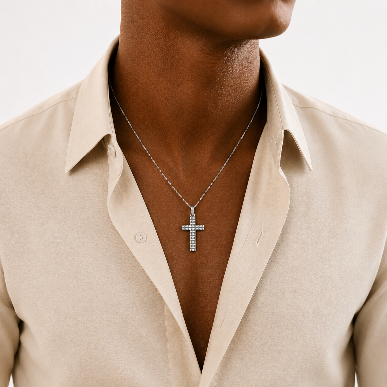 Cross Pendant Necklace In Sterling Silver