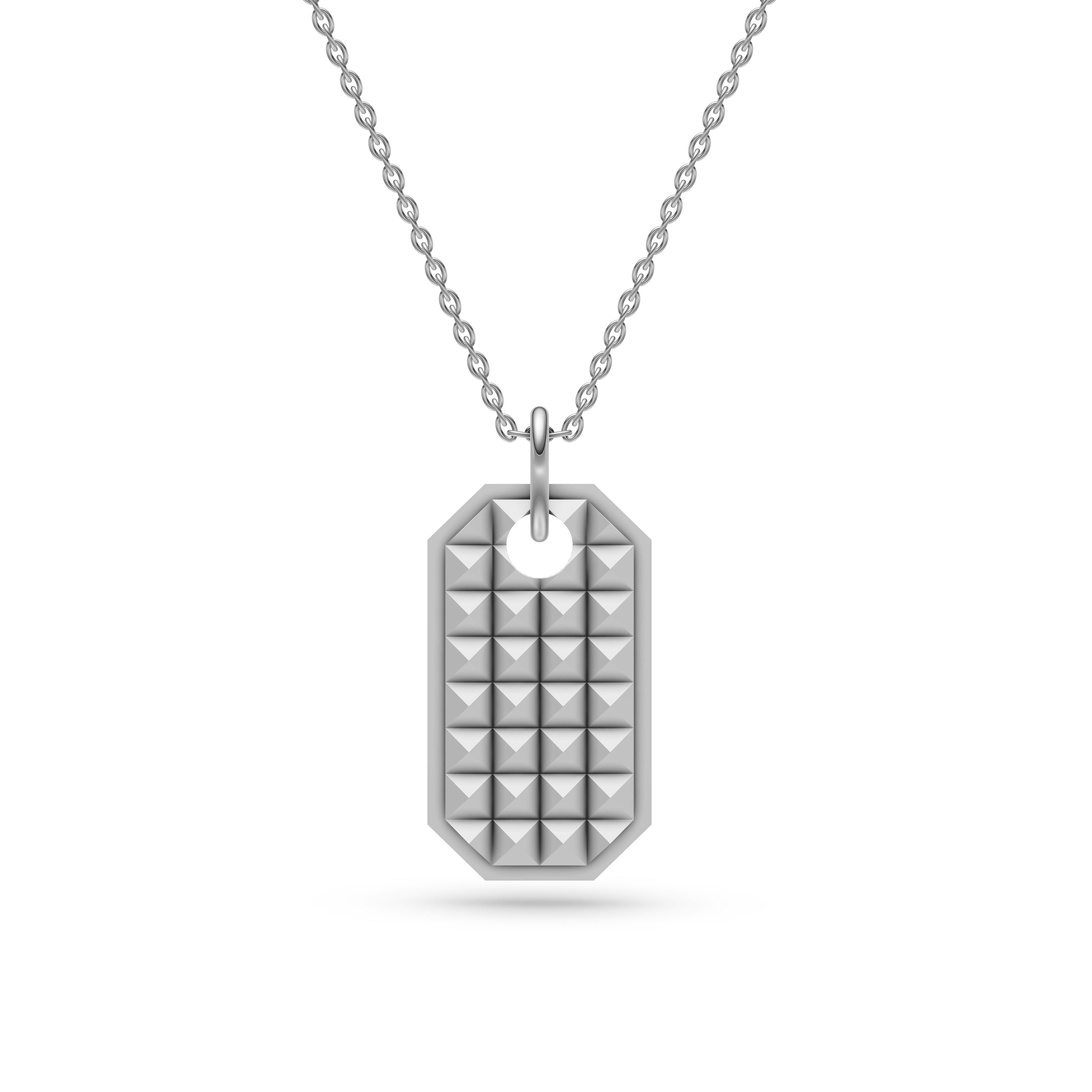 Pyramid Dog Tag Necklace In Sterling Silver