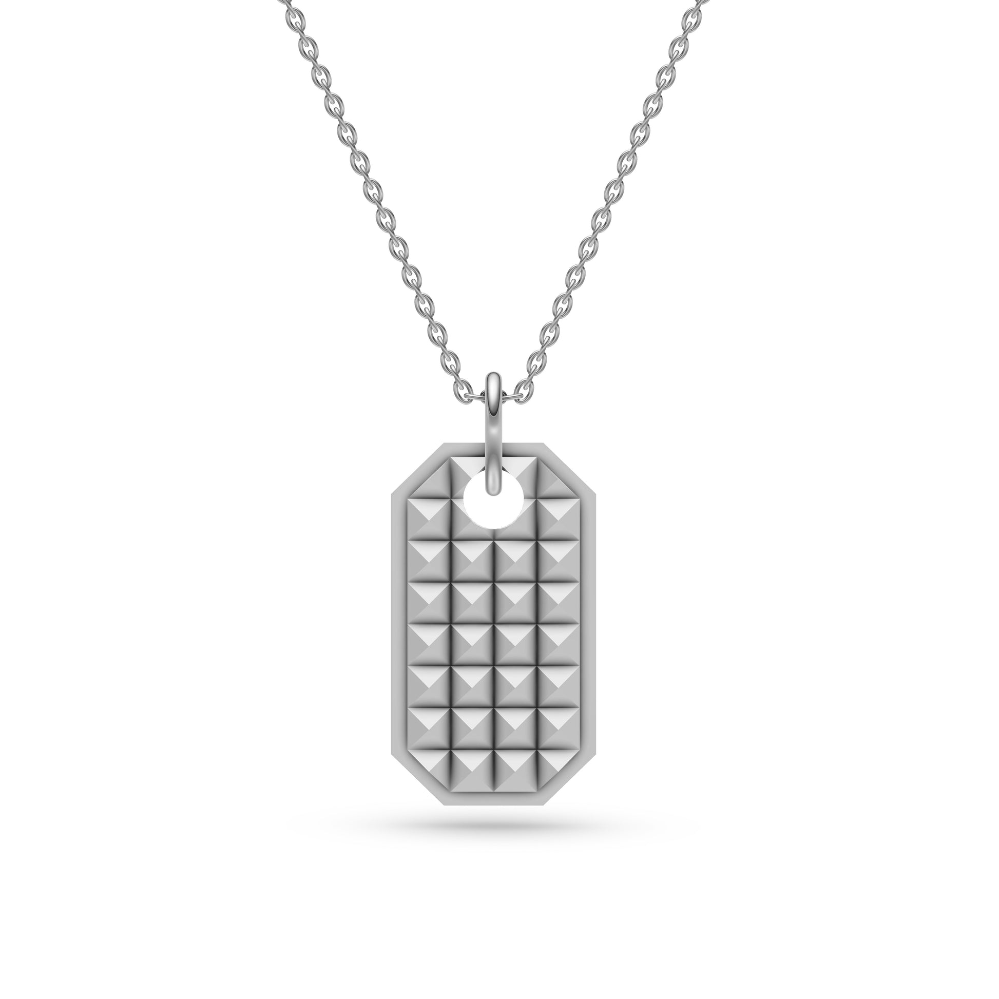 Pyramid Dog Tag Necklace In Sterling Silver