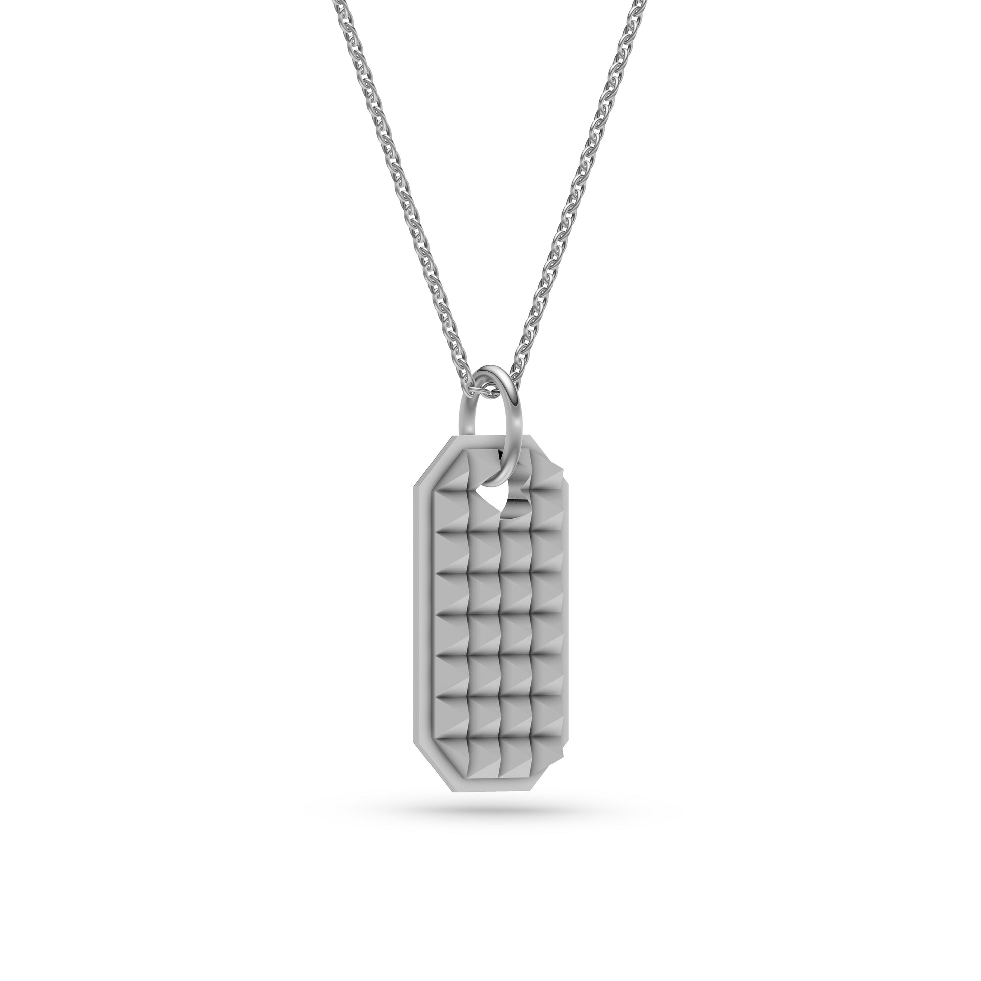 Pyramid Dog Tag Necklace In Sterling Silver