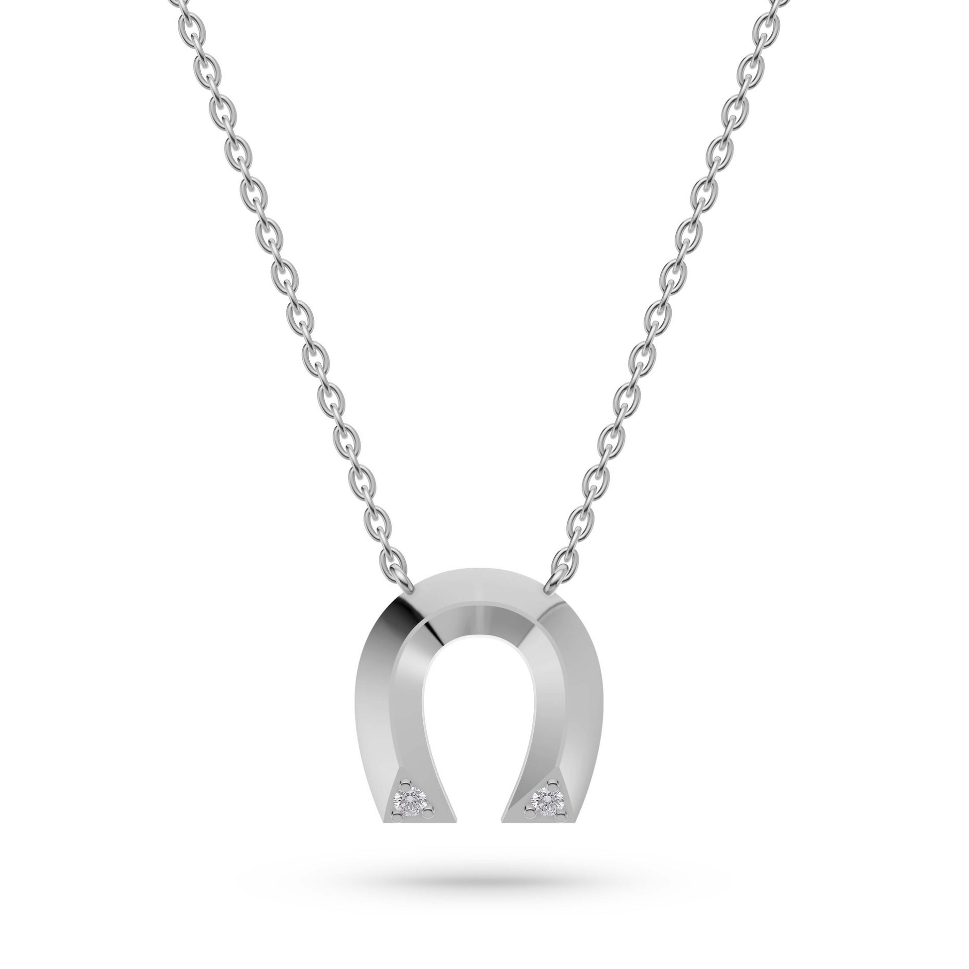 Fortuna Diamond Horseshoe Pendant In 14K Gold