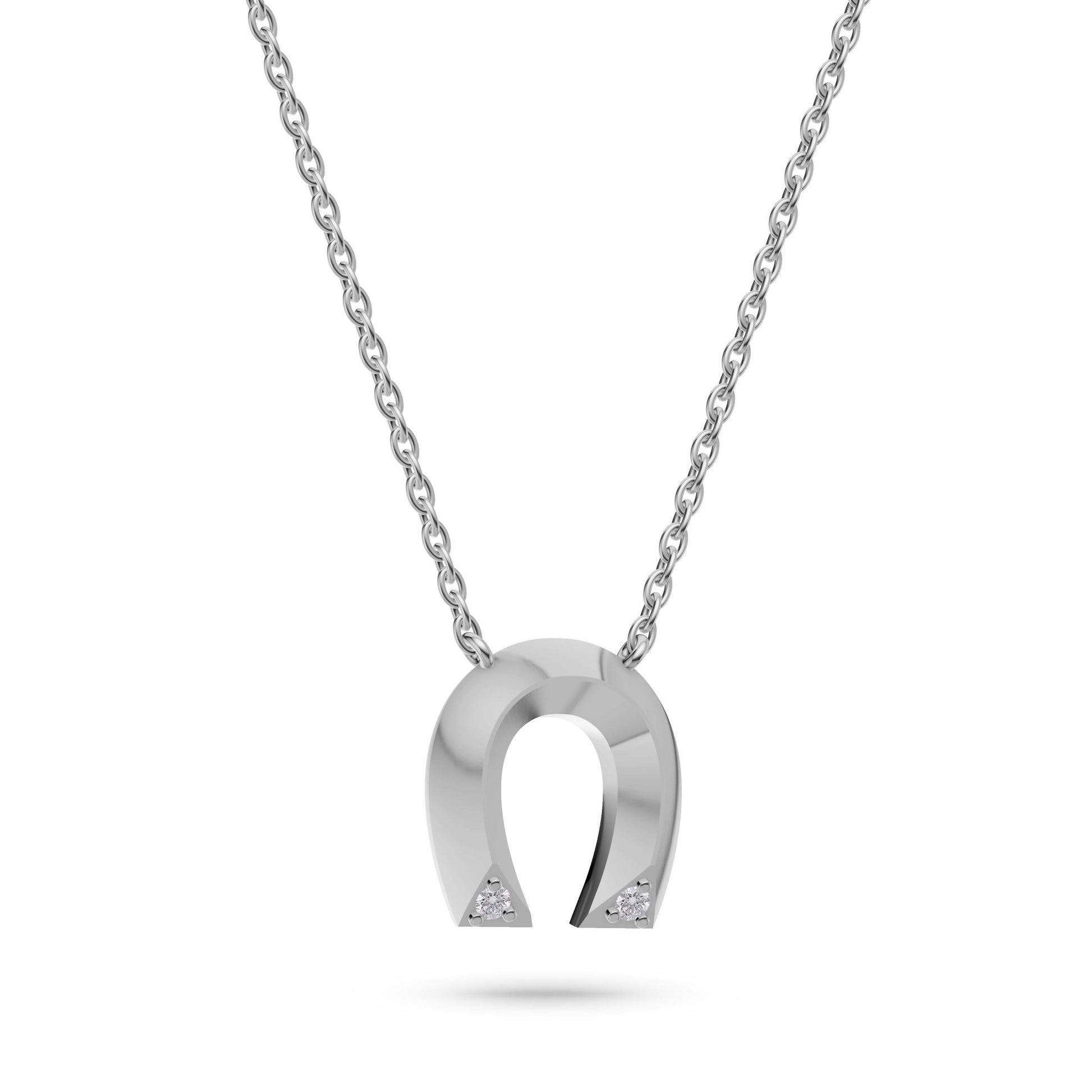 Fortuna Diamond Horseshoe Pendant In 14K Gold
