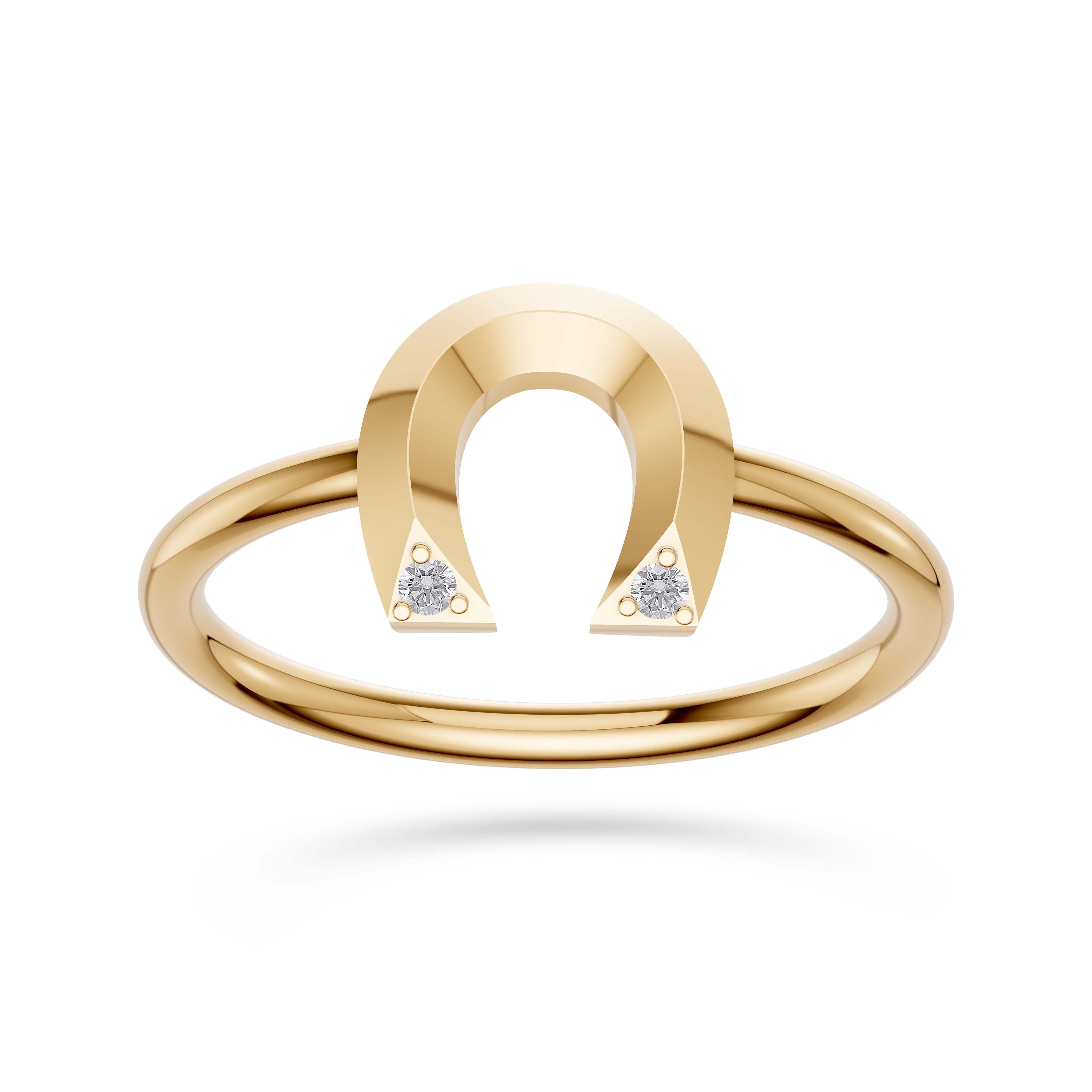 Fortuna Diamond Horseshoe Ring In 14K Gold