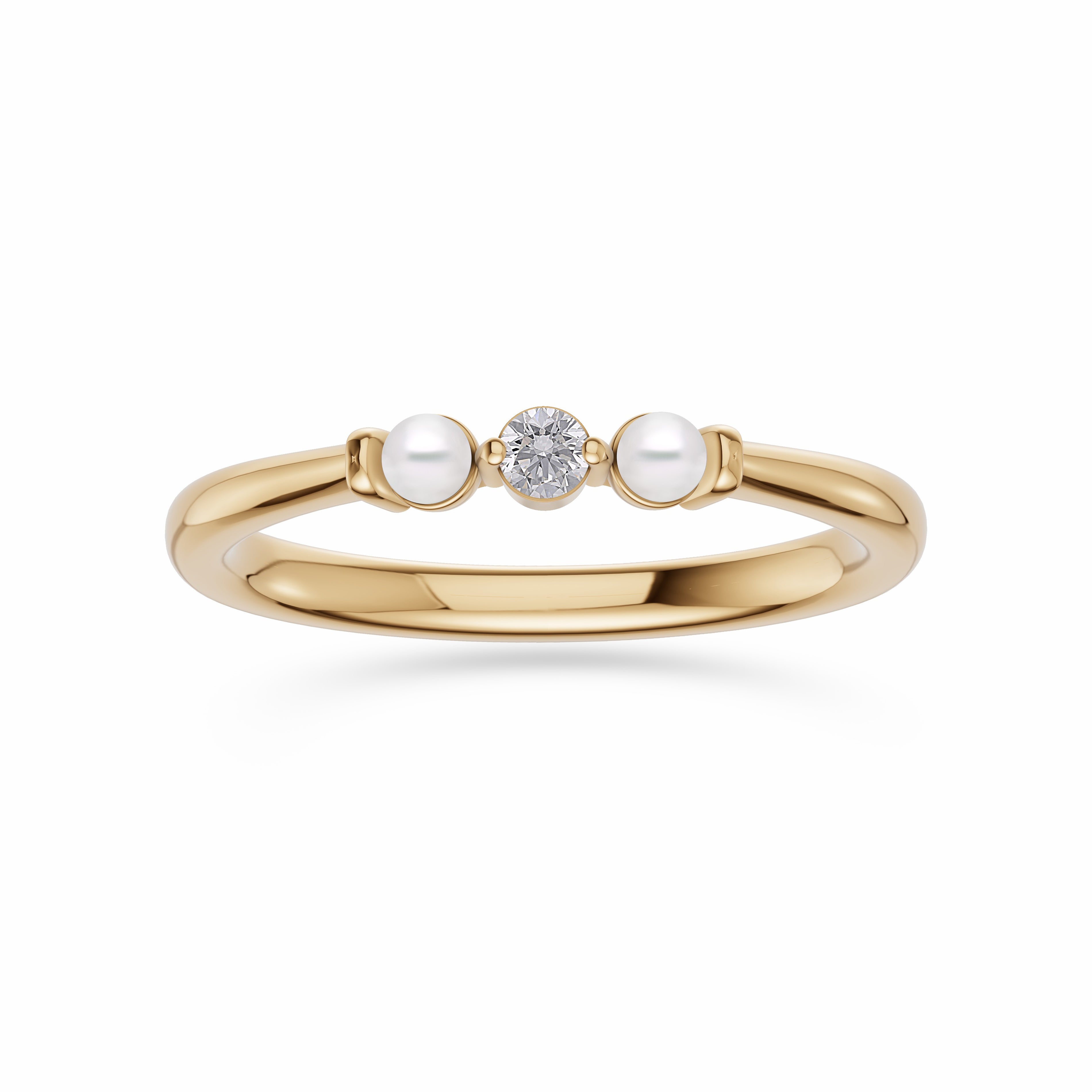 Freshwater Pearl & Diamond Band In 14k Gold