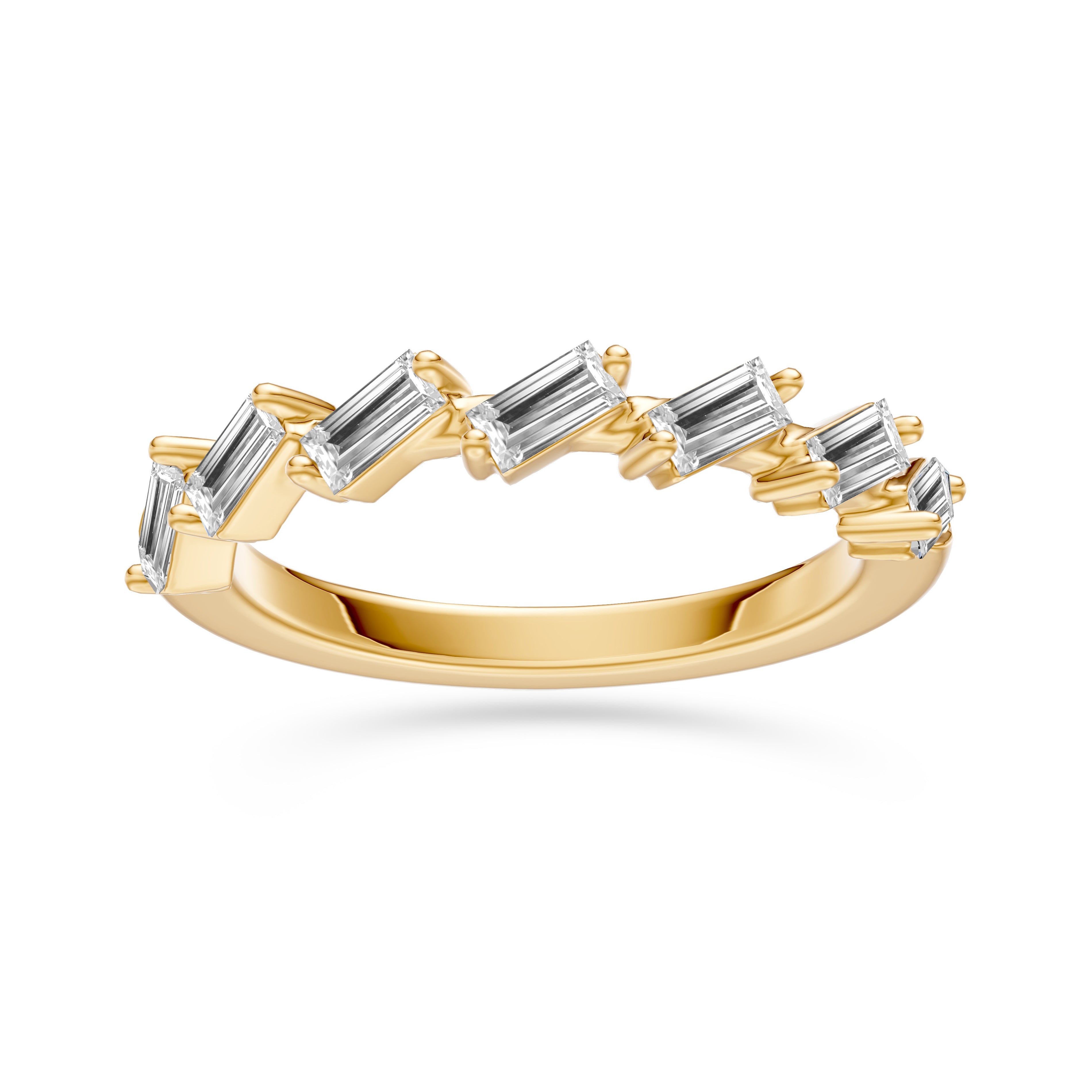Geometric Baguette Diamond Ring in 14K Gold