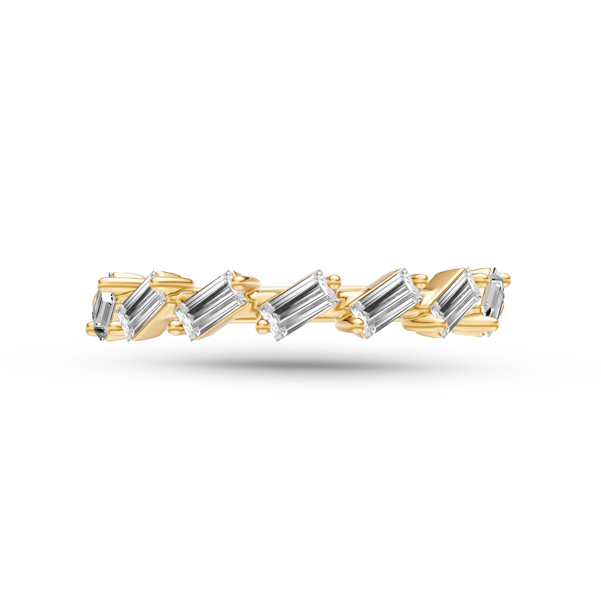 Geometric Baguette Diamond Ring in 14K Gold