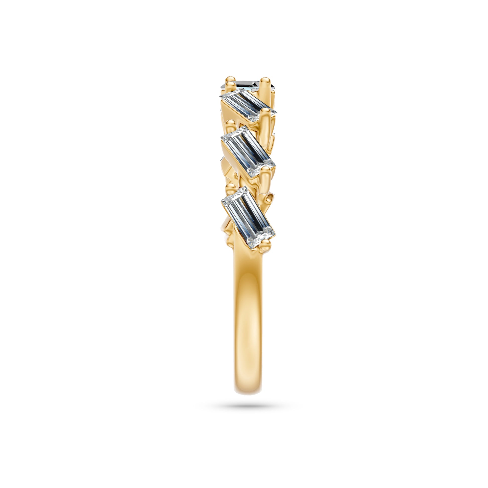 Geometric Baguette Diamond Ring in 14K Gold