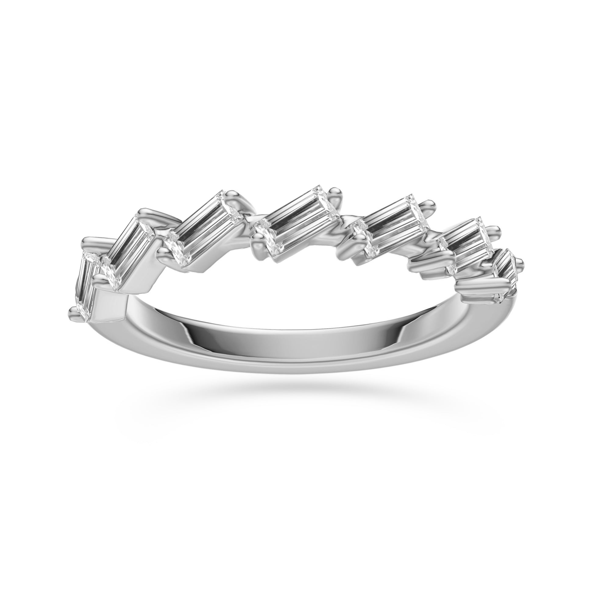 Geometric Baguette Diamond Ring in 14K Gold