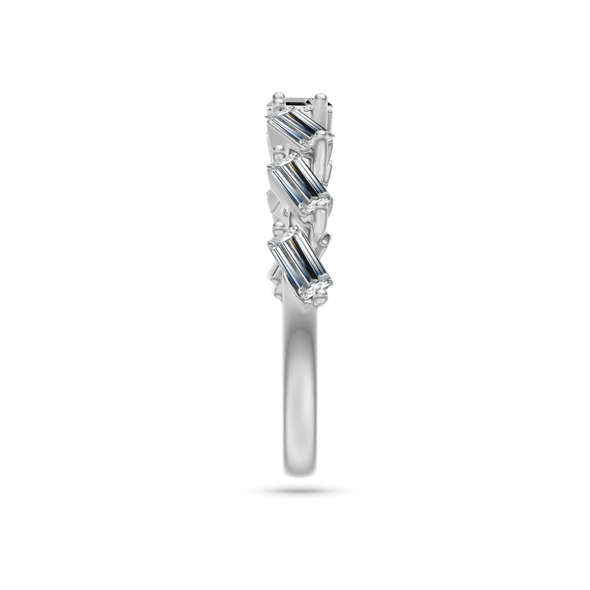 Geometric Baguette Diamond Ring in 14K Gold