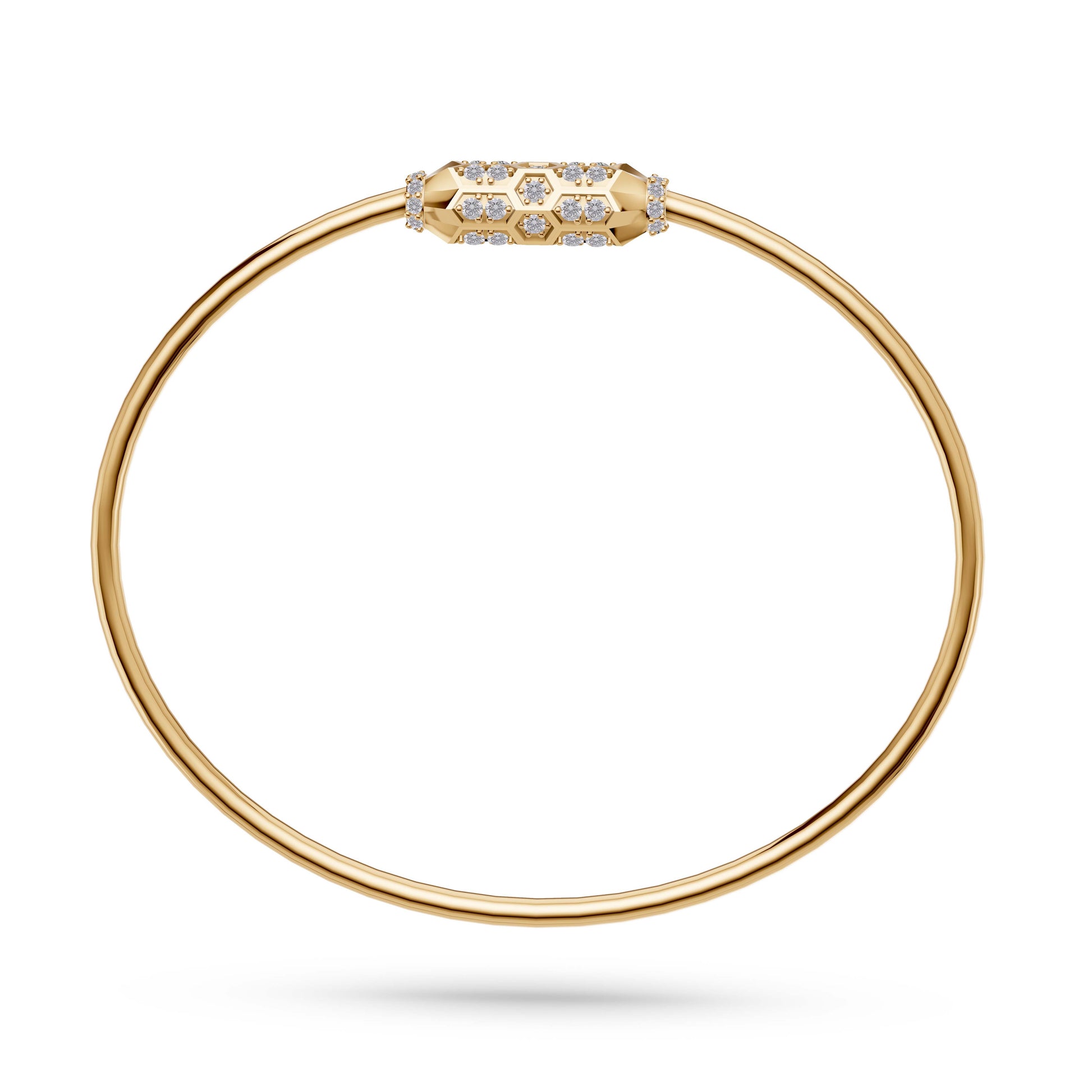 Geometric Diamond Hexagon Bangle in 14K Gold