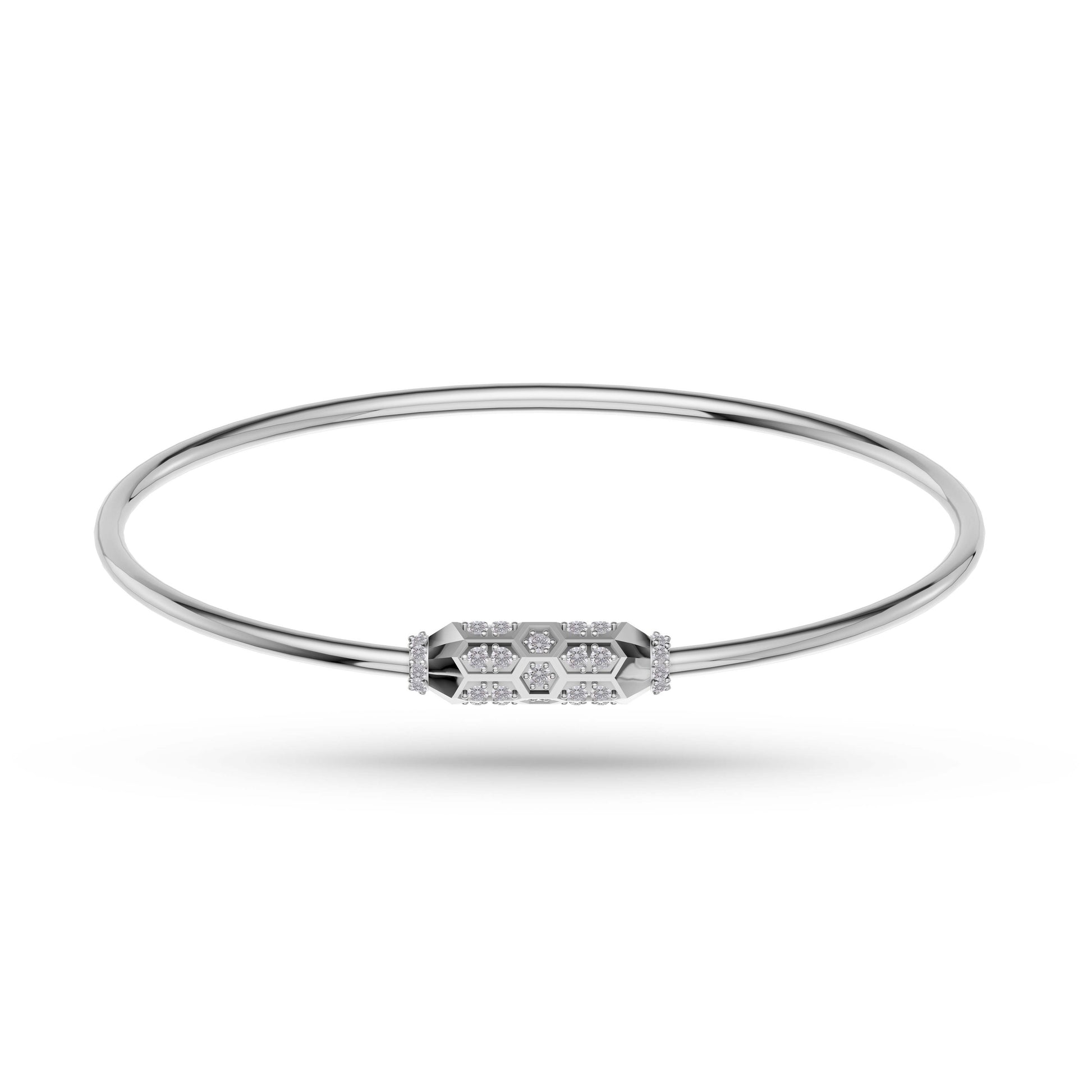Geometric Diamond Hexagon Bangle in 14K Gold
