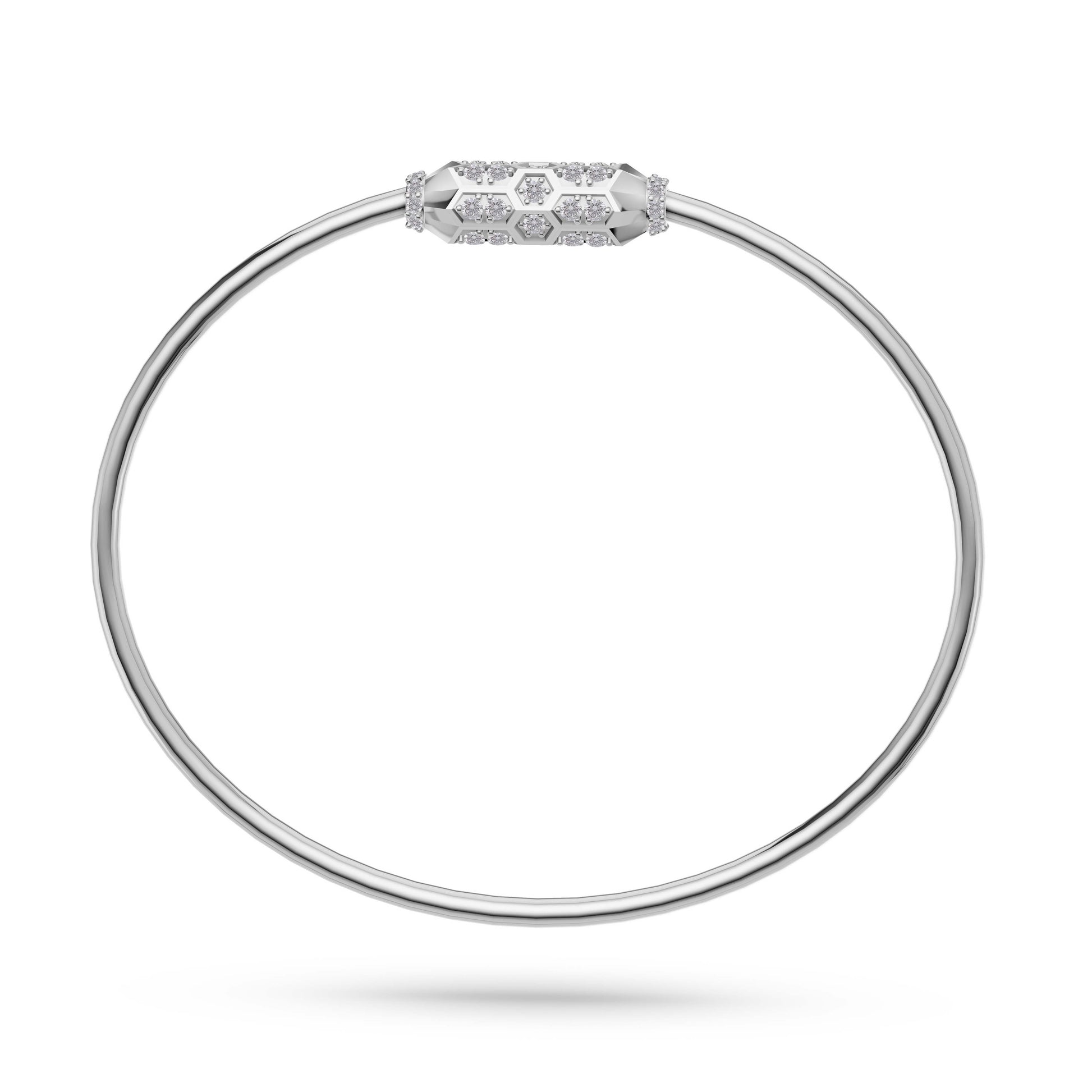 Geometric Diamond Hexagon Bangle in 14K Gold