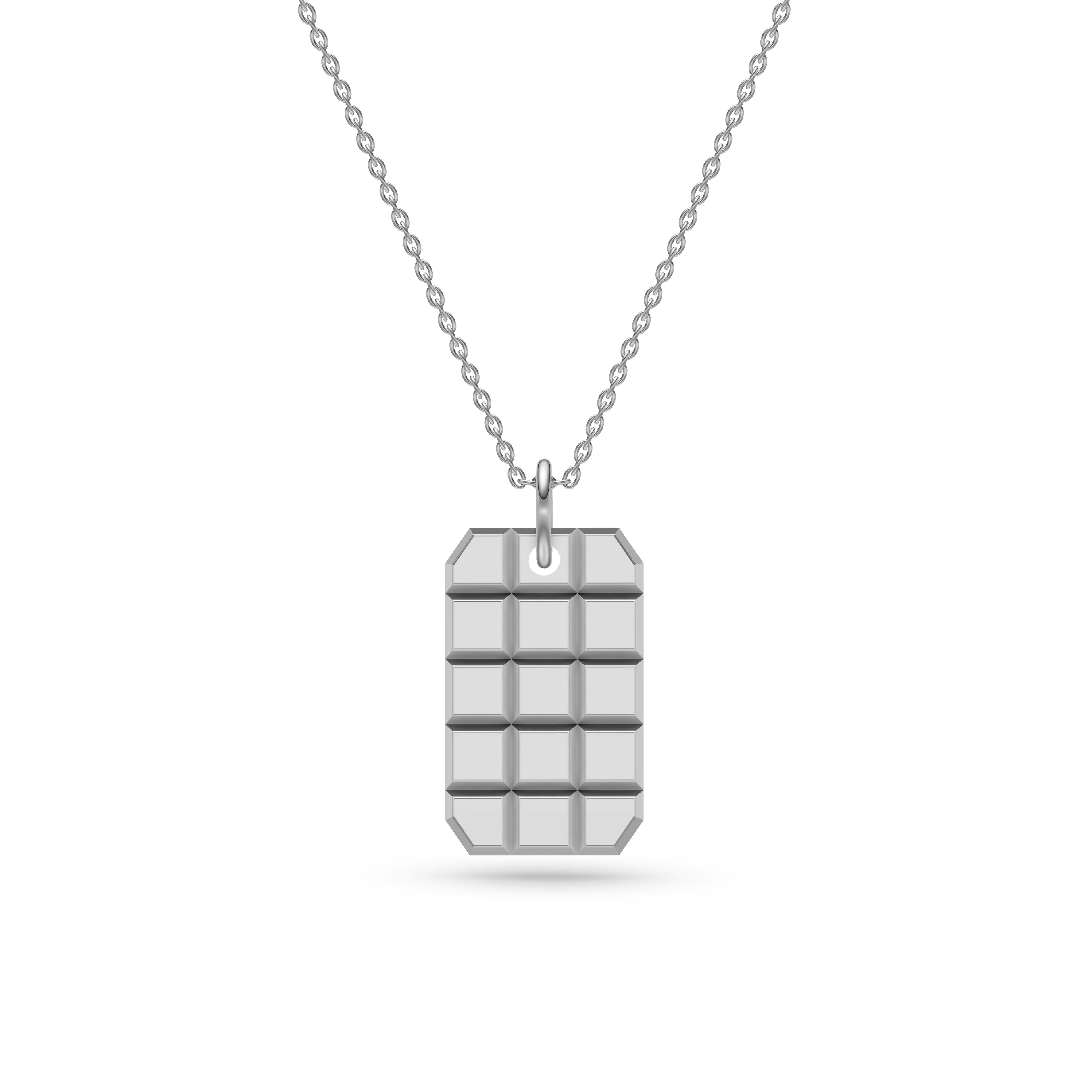 Geometric Grid Necklace In Sterling Silver