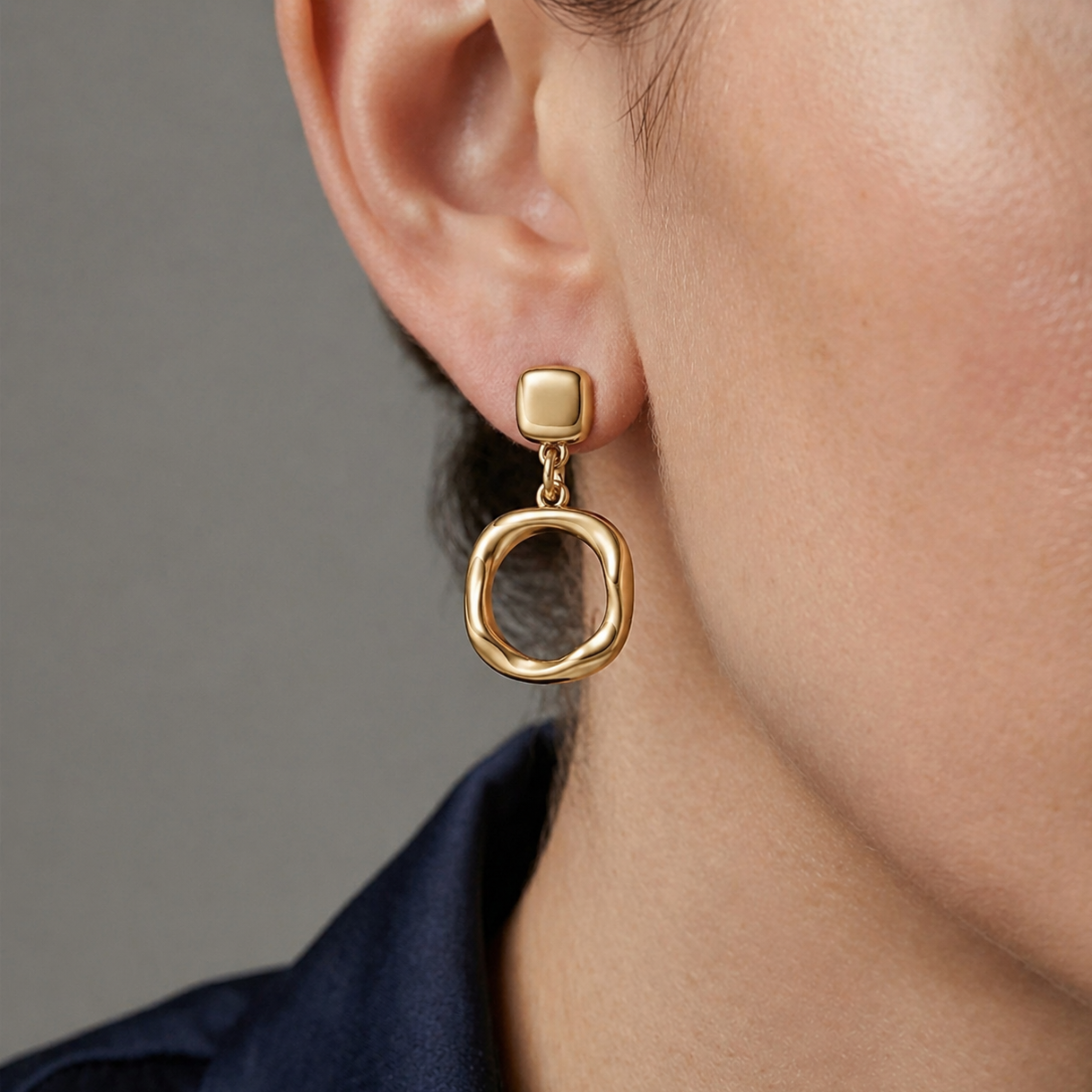 Molten Loop Earrings in 14K Gold