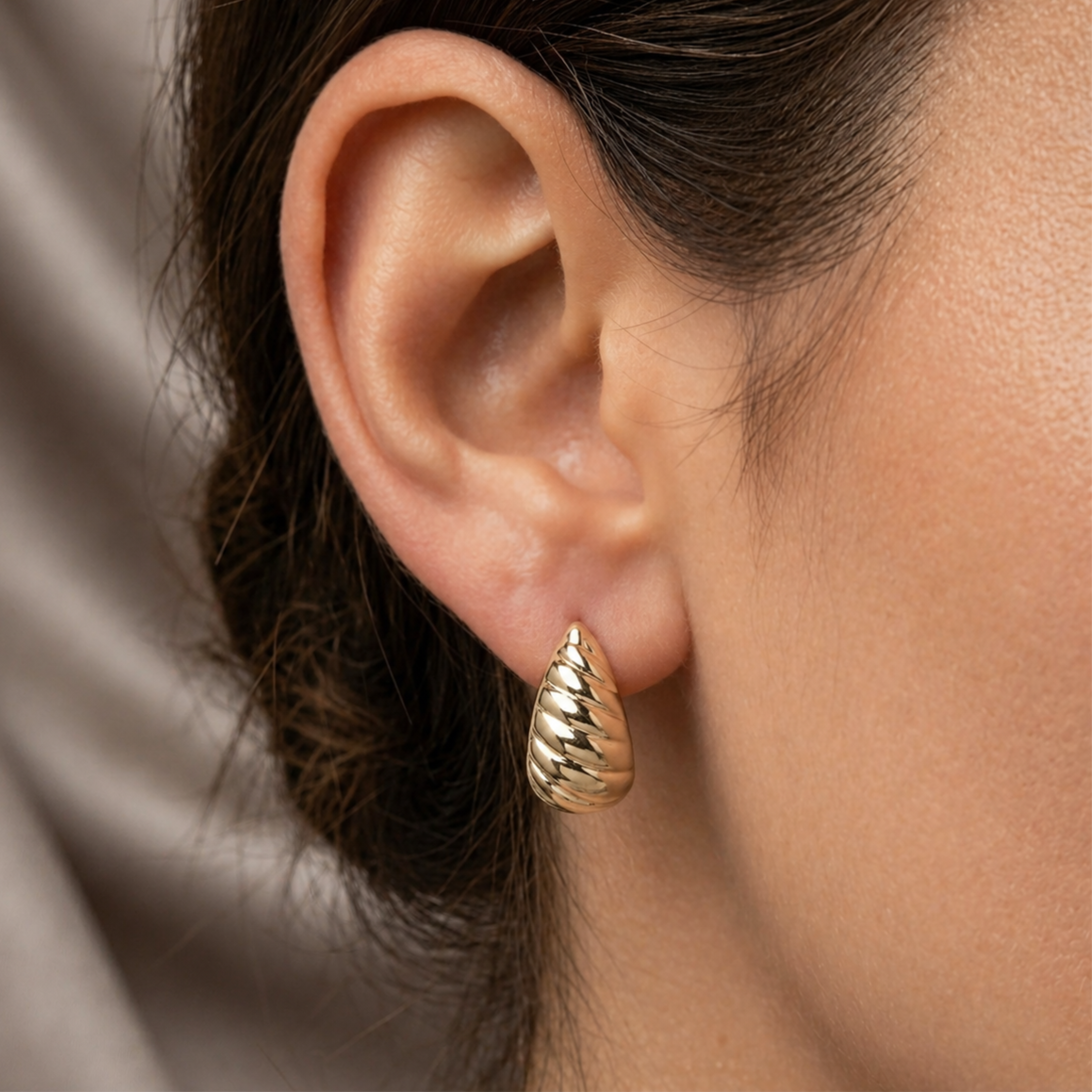 Ripple Hoop Earrings in 14K Gold
