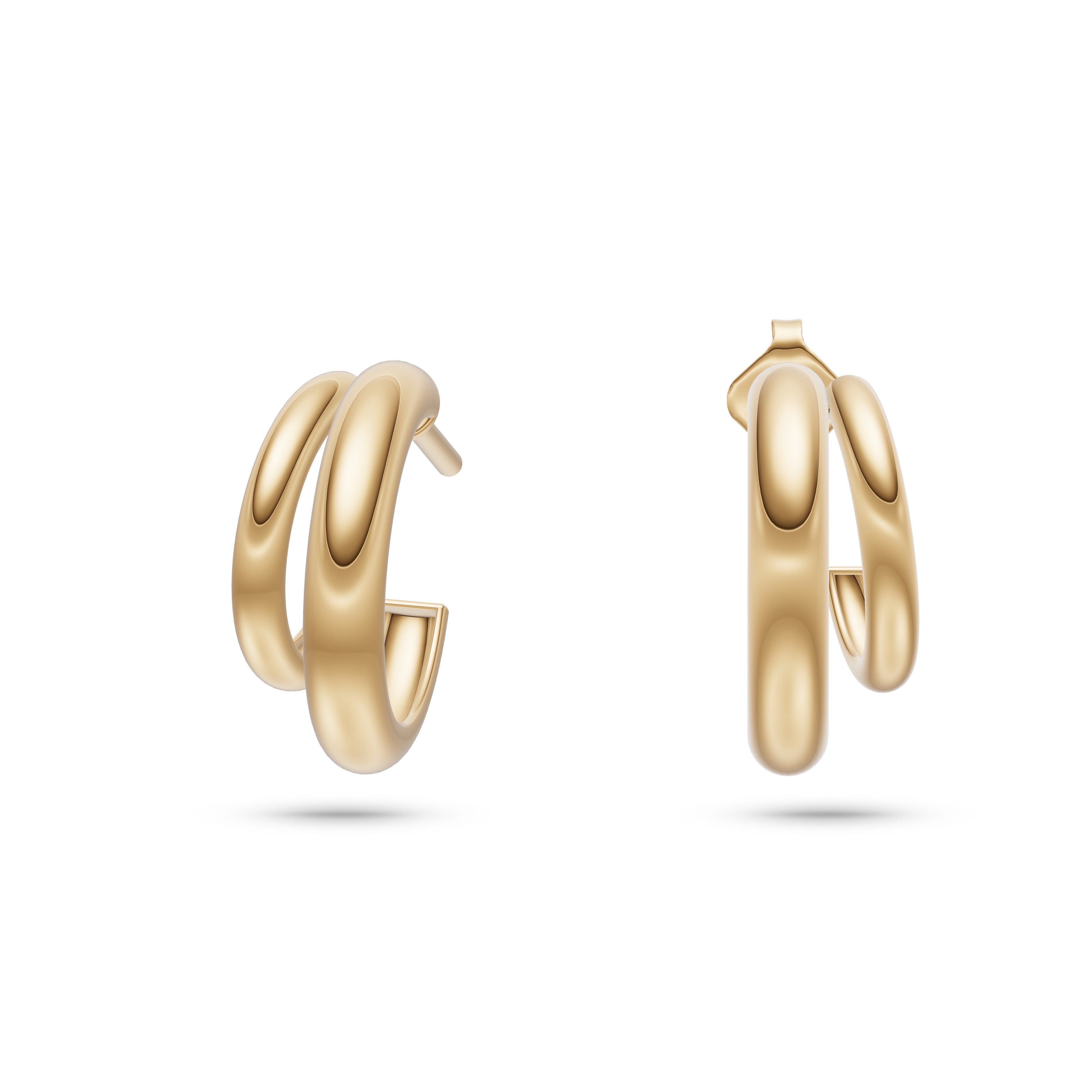 Gold Sleek Double Hoops In 14K Gold