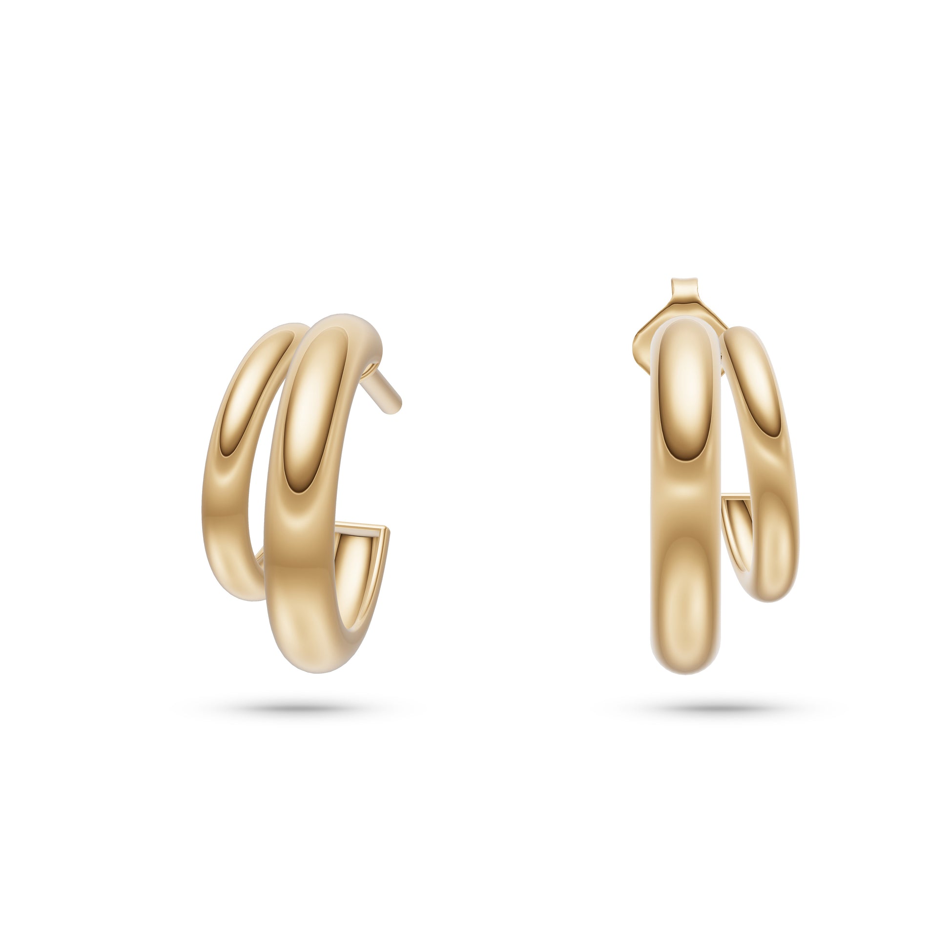 Gold Sleek Double Hoops In 14K Gold