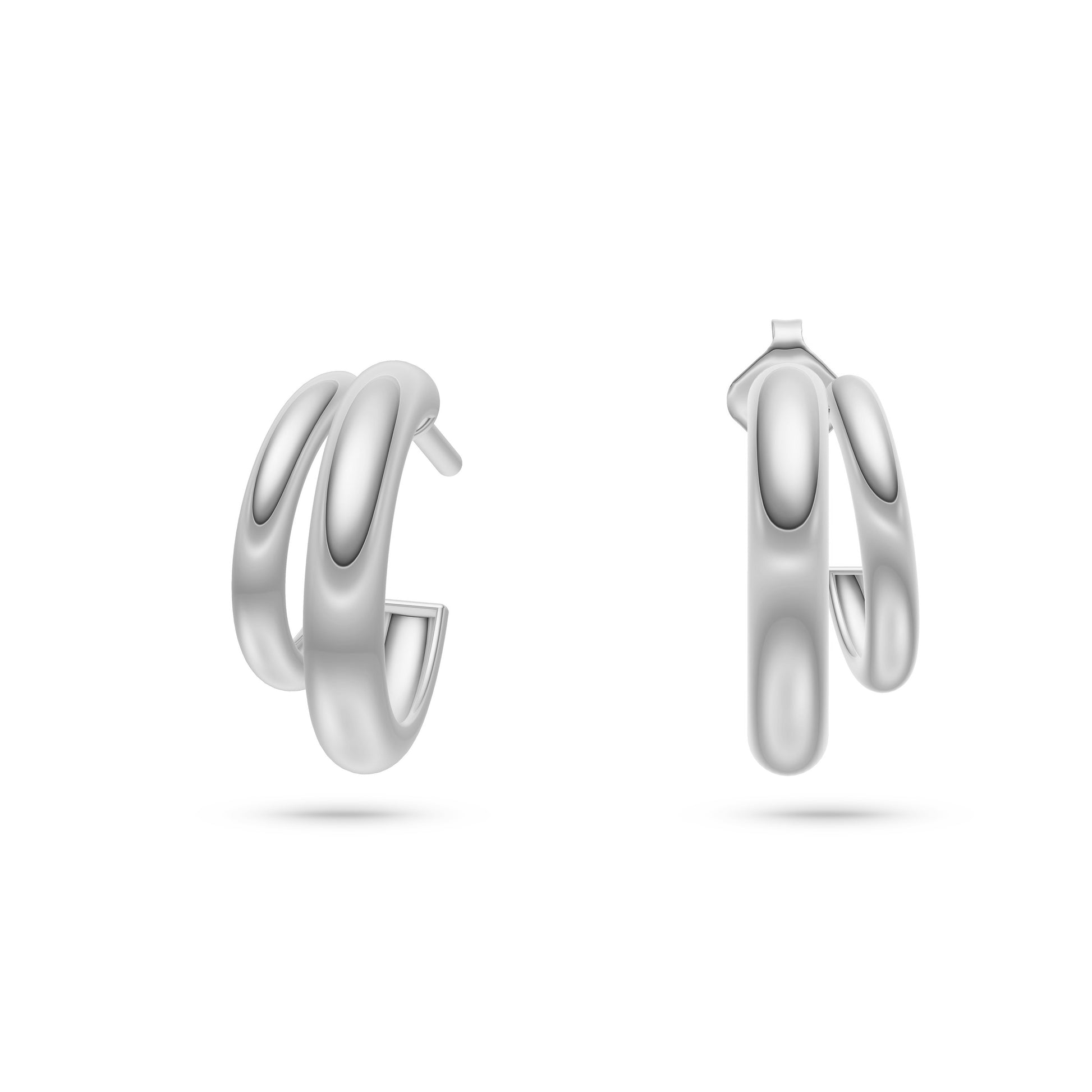 Gold Sleek Double Hoops In 14K Gold