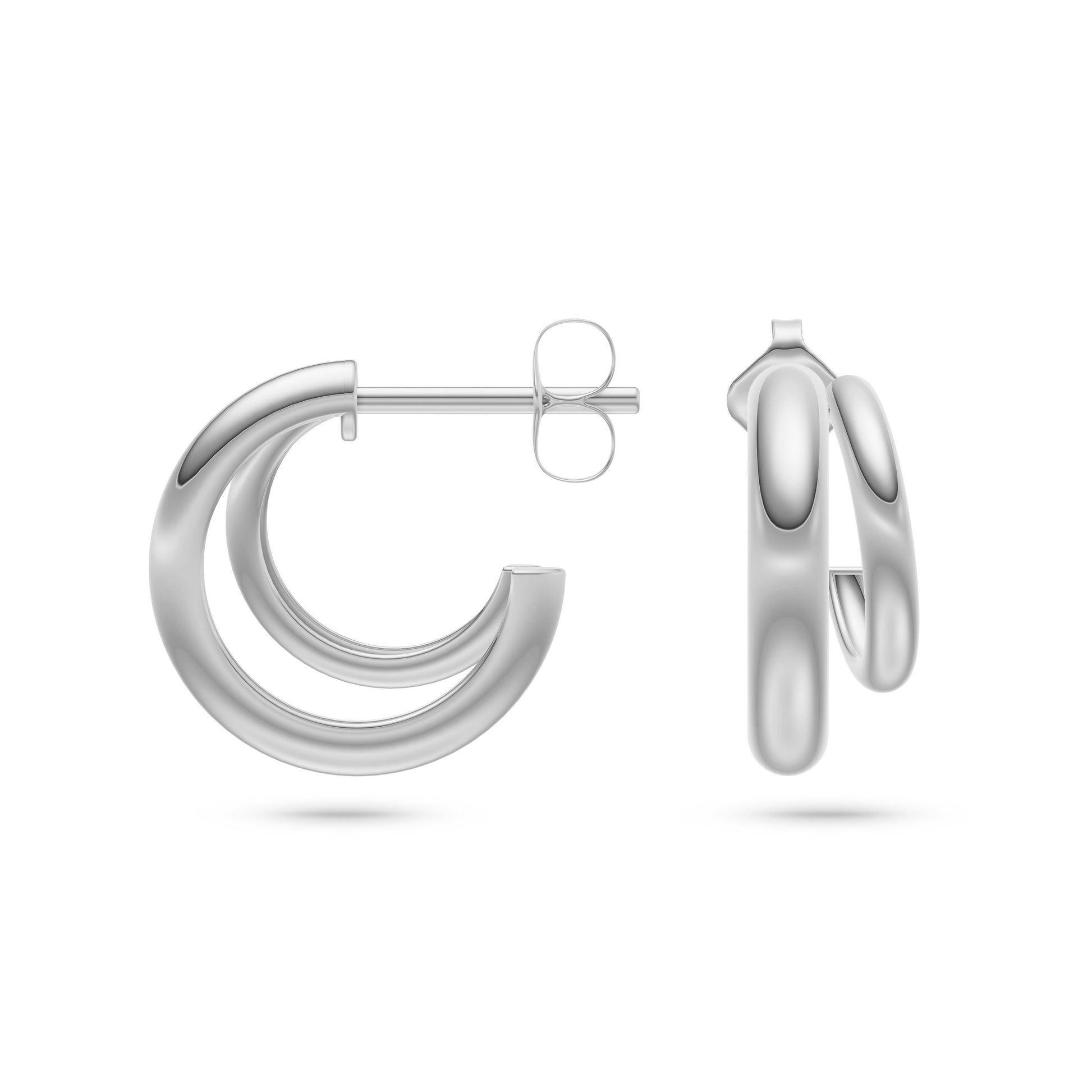 Gold Sleek Double Hoops In 14K Gold