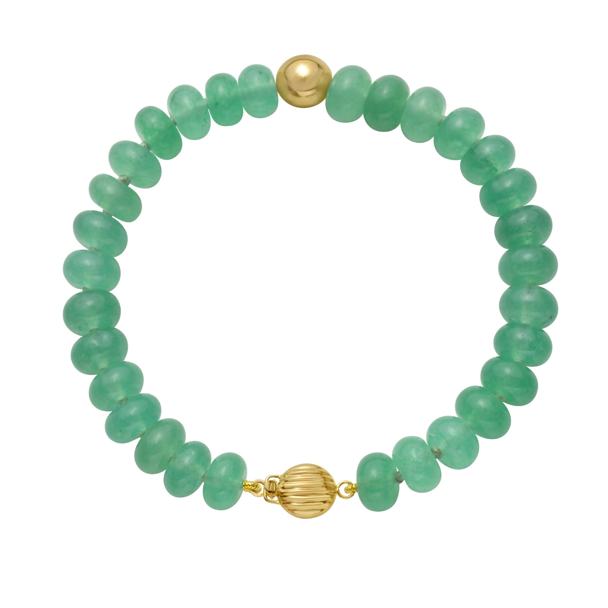 Green Quartz Bead Bracelet In 14K Gold
