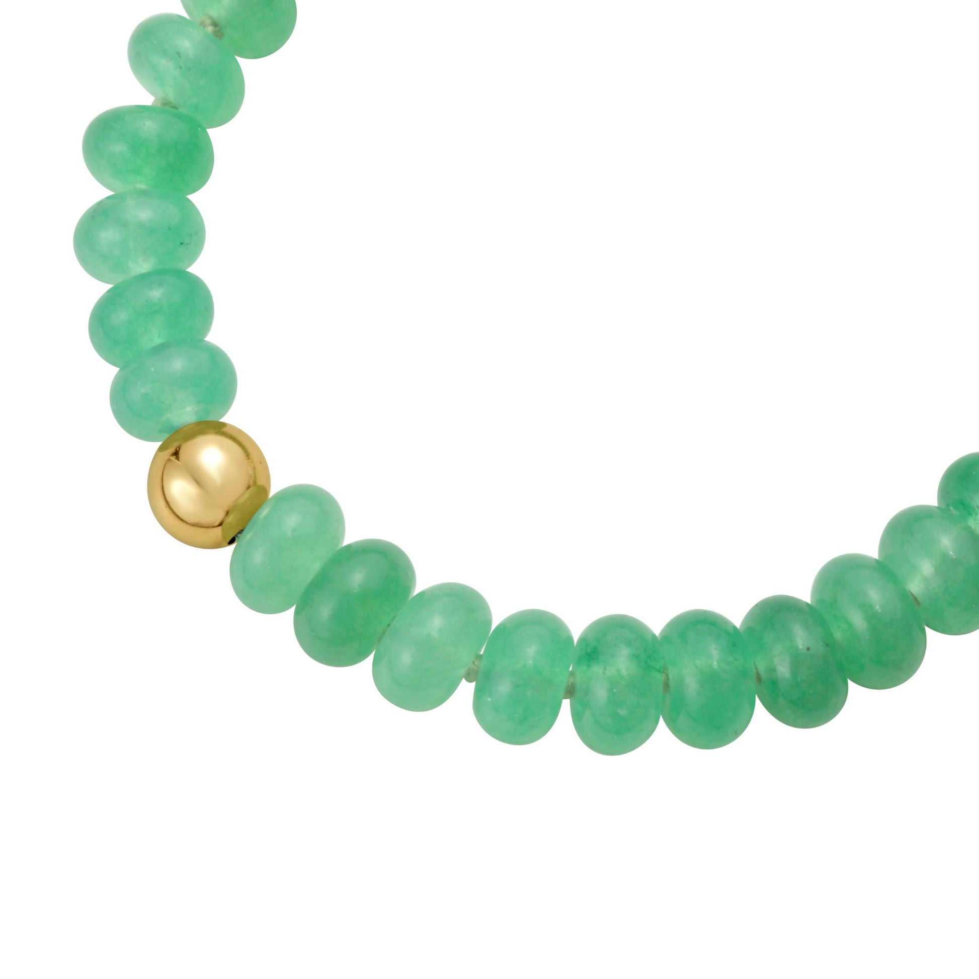 Green Quartz Bead Bracelet In 14K Gold