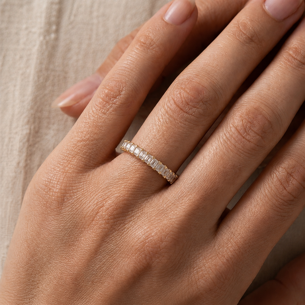Radiant Diamond Half-Eternity Band Ring in 14K Gold