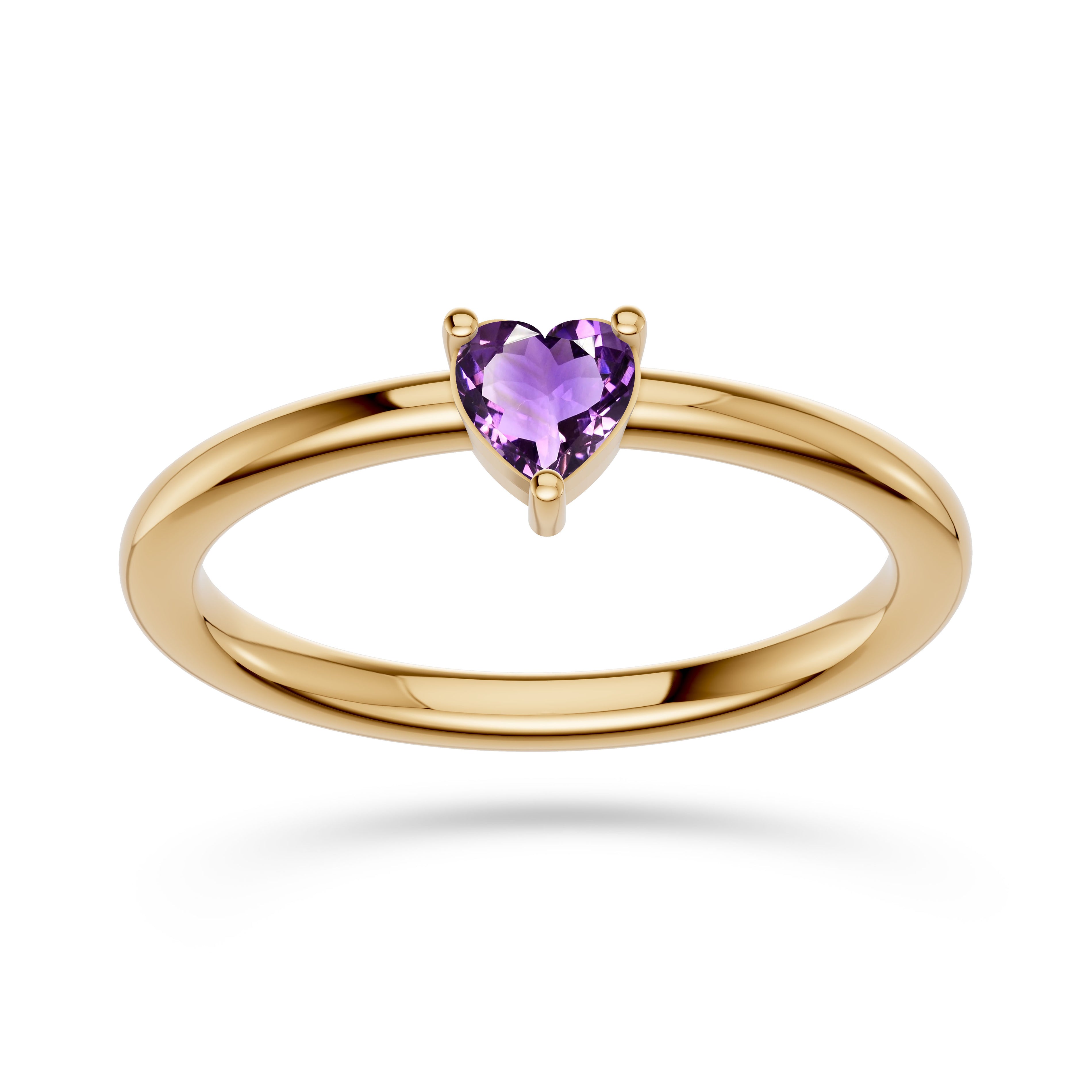 Heart Amethyst Solitaire Ring in 14K Gold