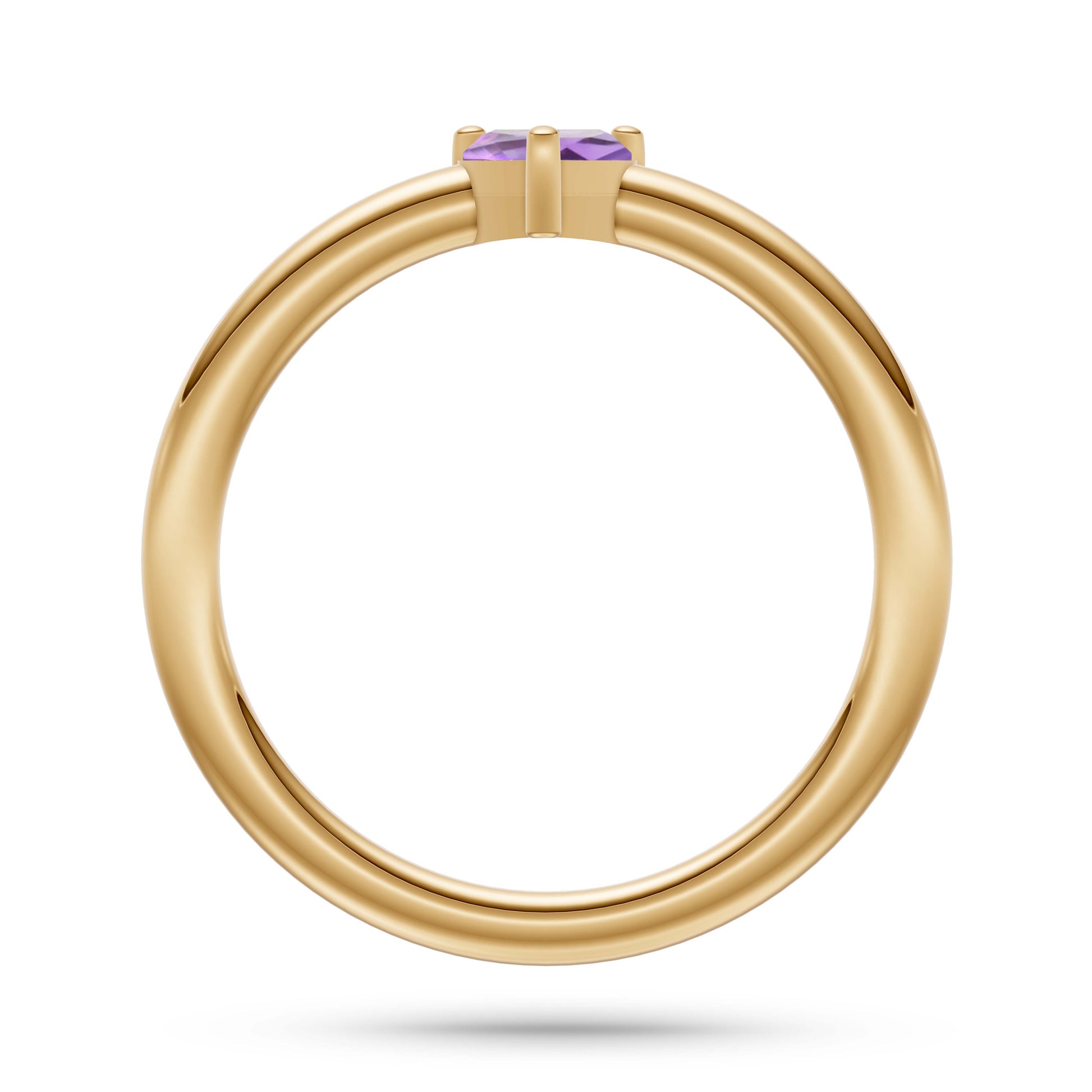 Heart Amethyst Solitaire Ring in 14K Gold