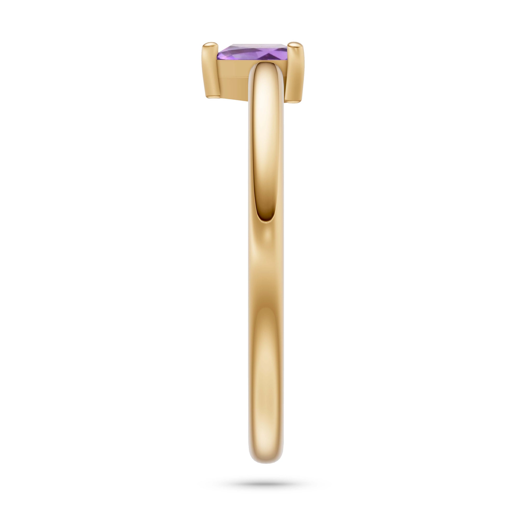 Heart Amethyst Solitaire Ring in 14K Gold