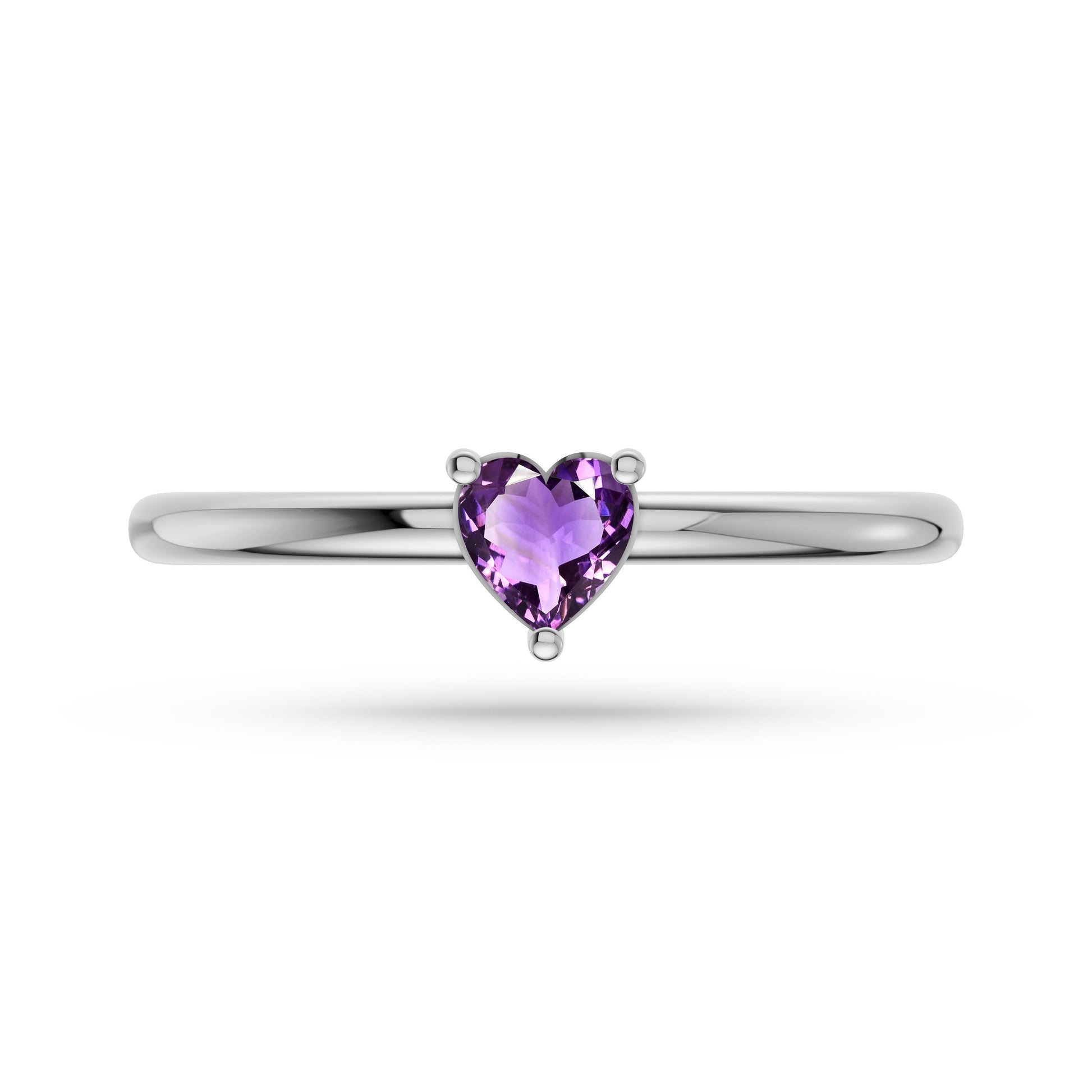 Heart Amethyst Solitaire Ring in 14K Gold