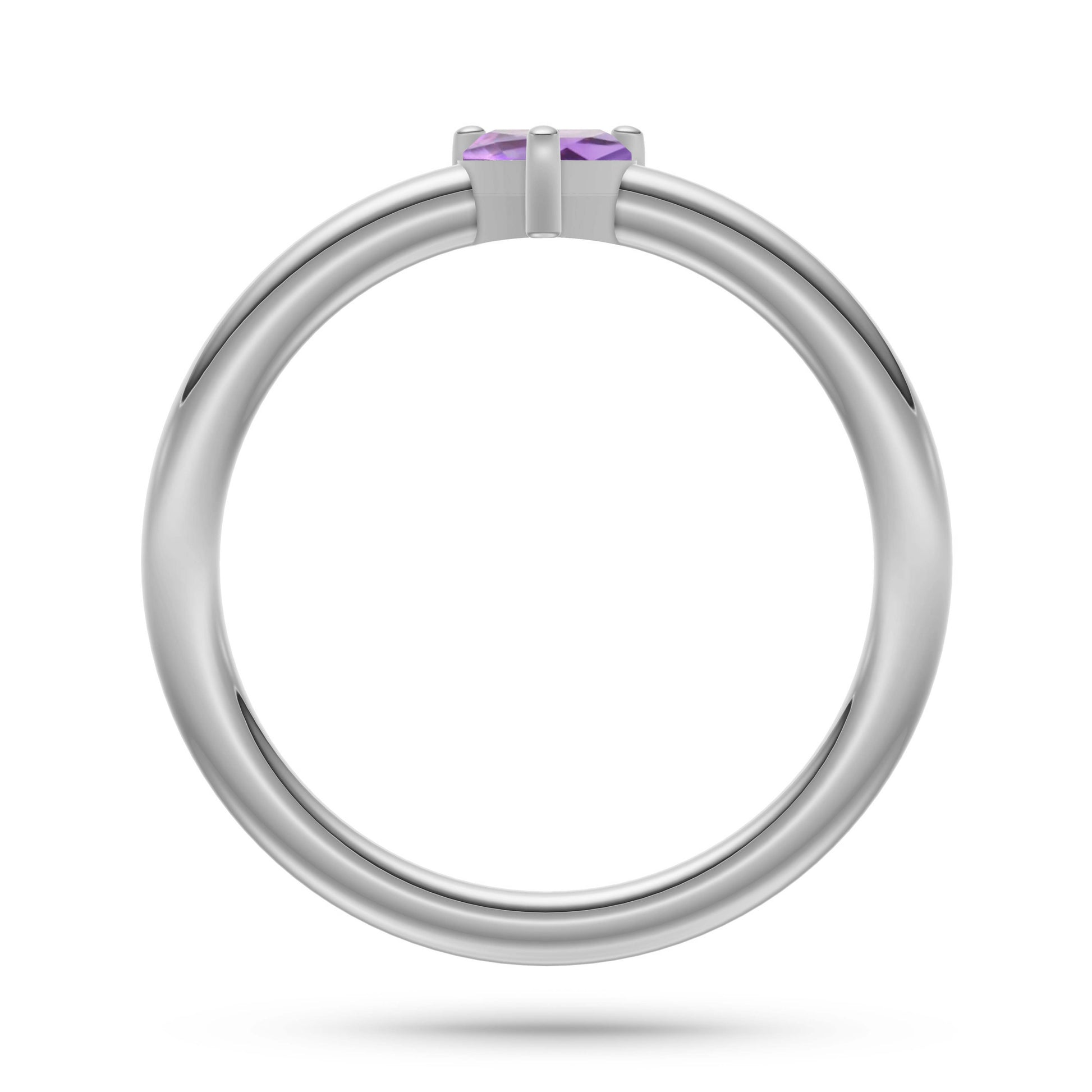 Heart Amethyst Solitaire Ring in 14K Gold