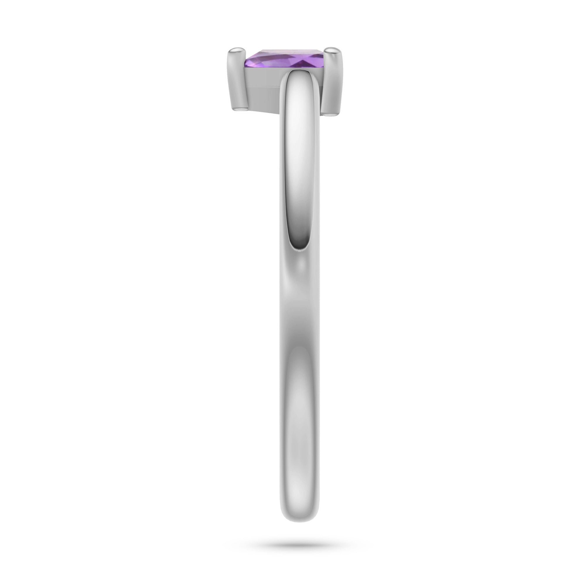 Heart Amethyst Solitaire Ring in 14K Gold