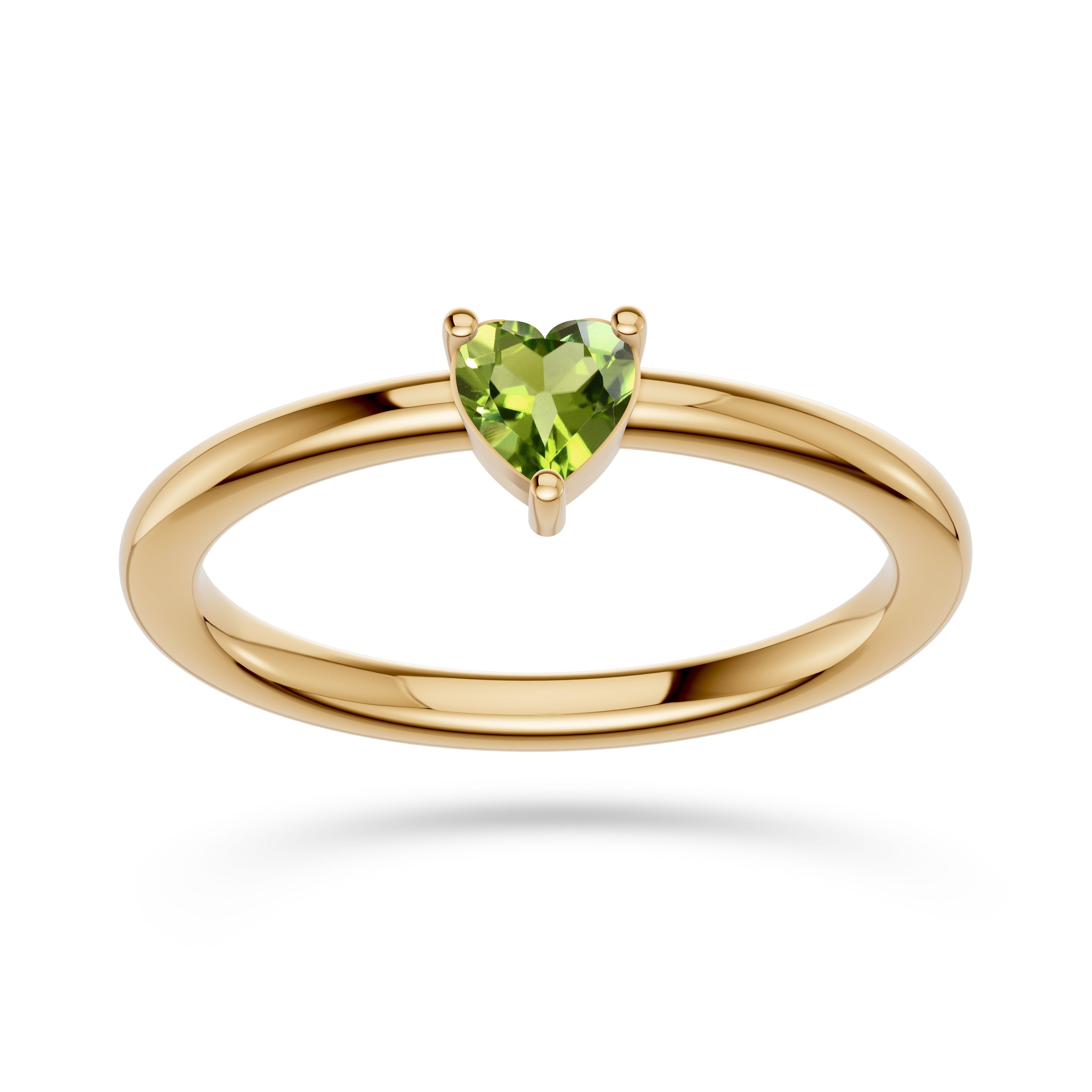 Heart Shape Peridot Solitaire Ring in 14K Gold